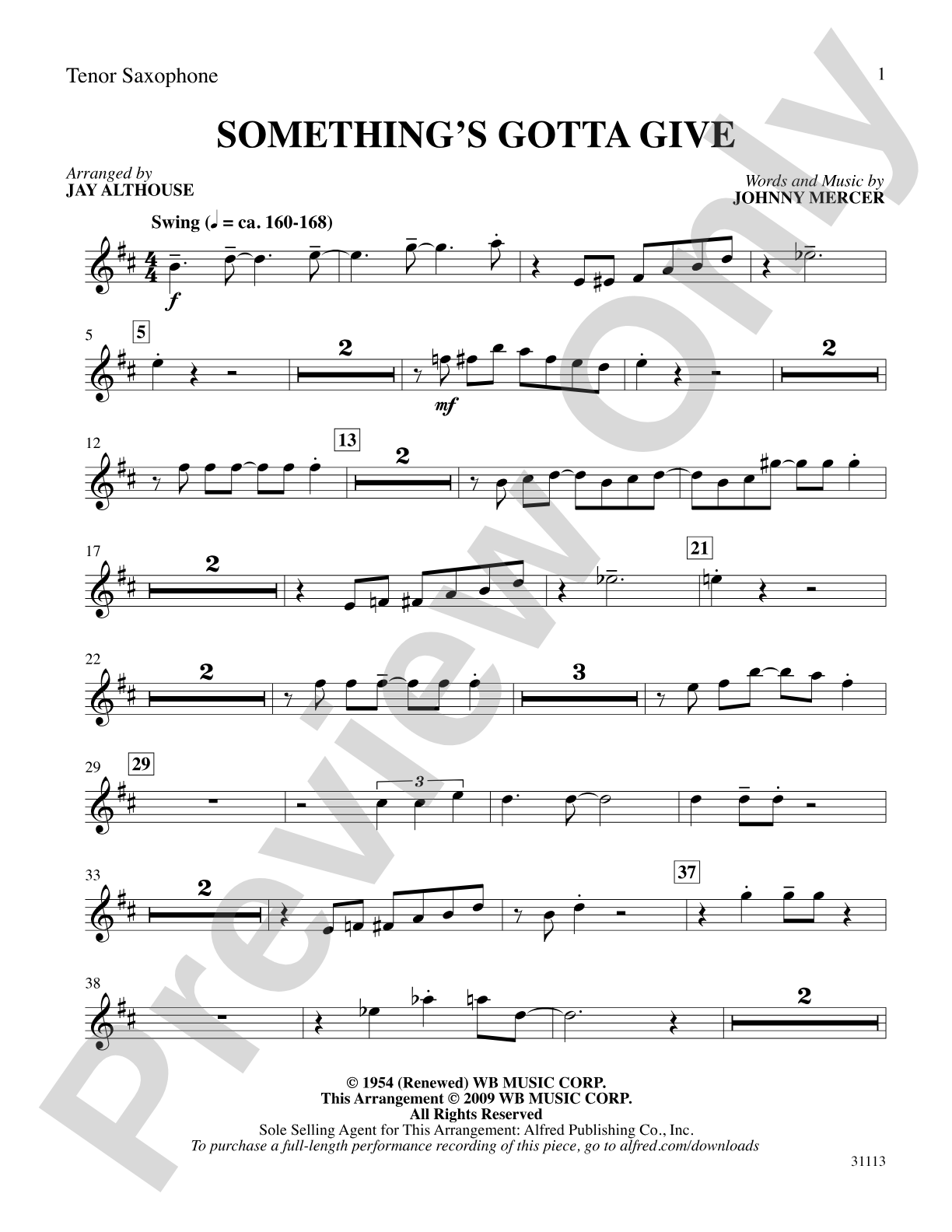 Something's Gotta Give: B-flat Tenor Saxophone: Choral SoundPax