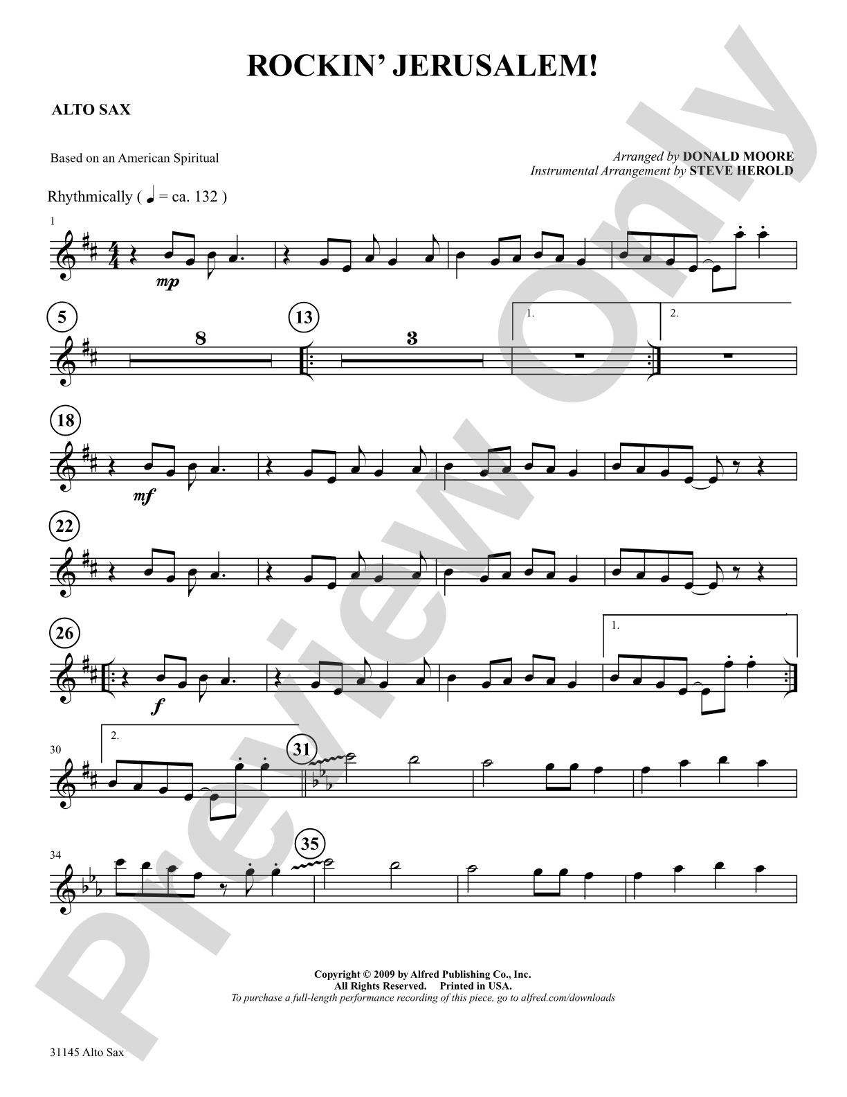 Rockin' Jerusalem: E-flat Alto Saxophone: Choral SoundPax