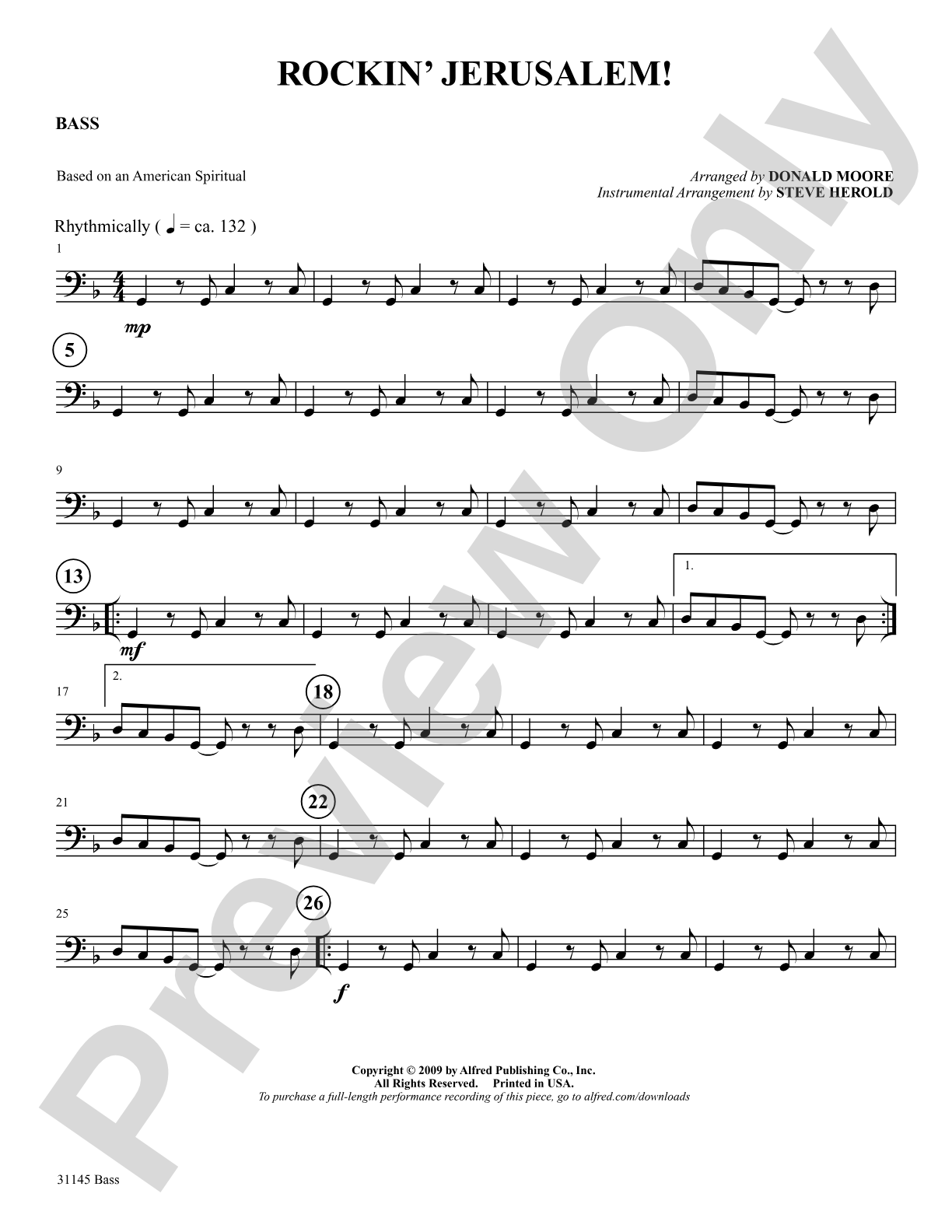 Rockin' Jerusalem: String Bass: Choral SoundPax
