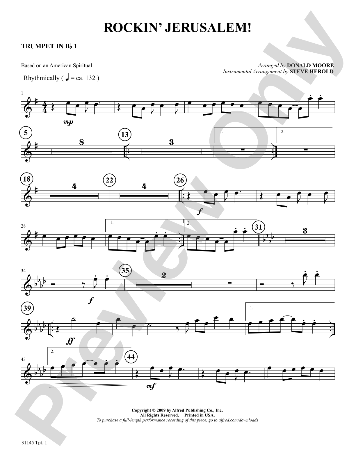 Rockin' Jerusalem: 1st B-flat Trumpet: Choral SoundPax