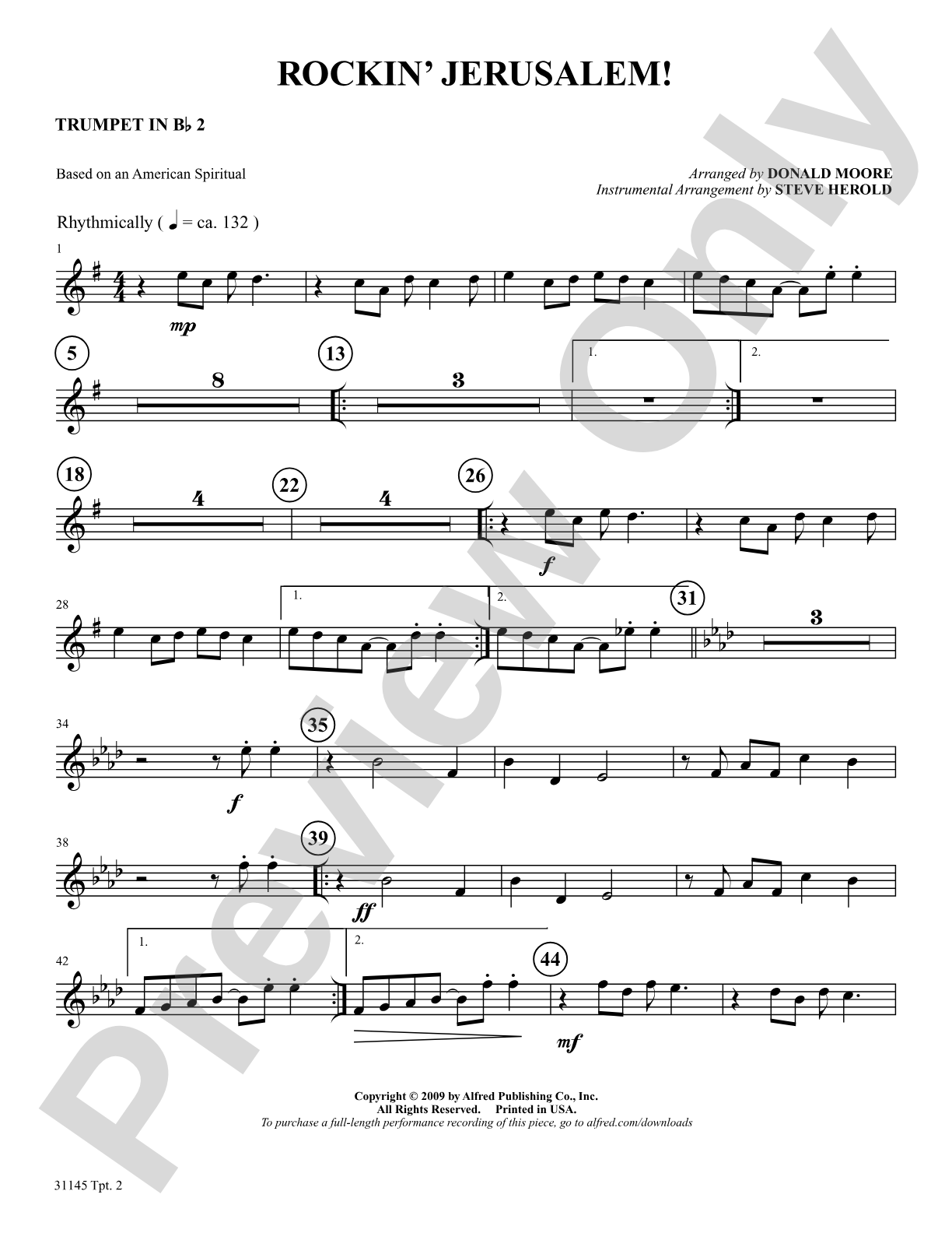 Rockin' Jerusalem: 2nd B-flat Trumpet: Choral SoundPax