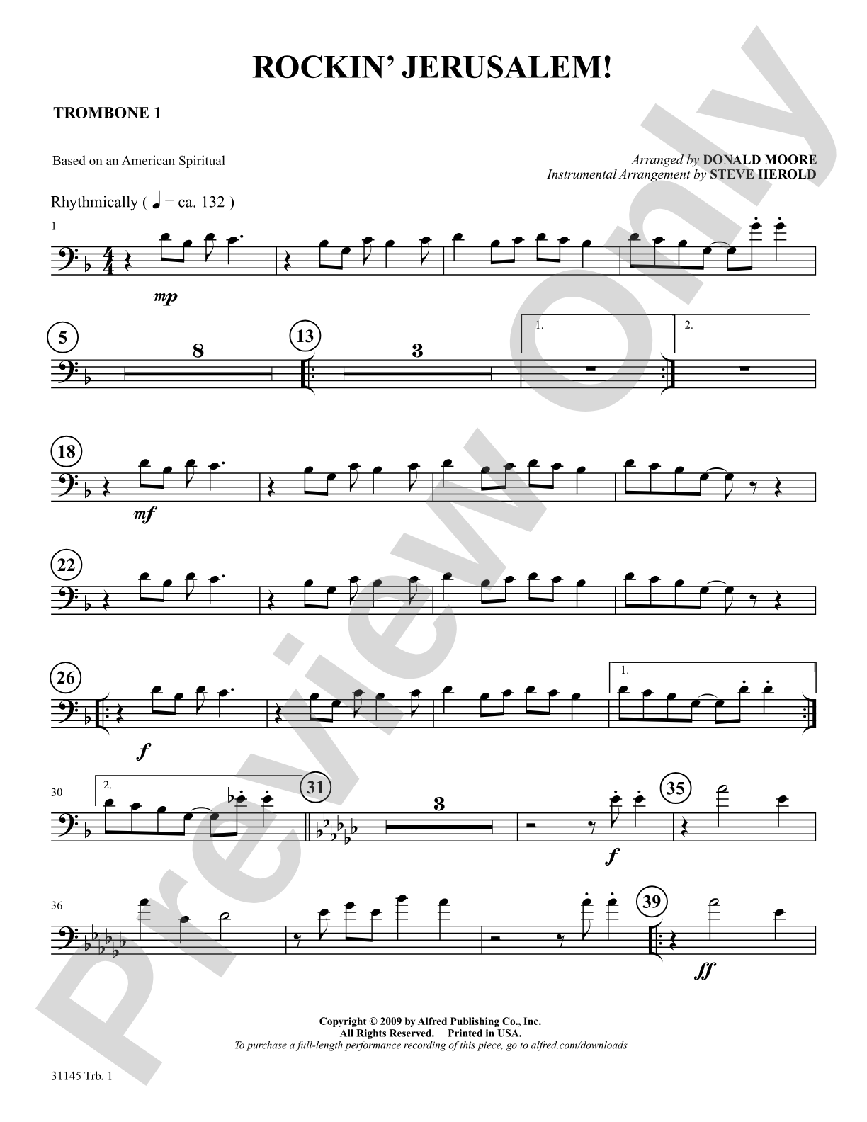 Rockin' Jerusalem: 1st Trombone: Choral SoundPax