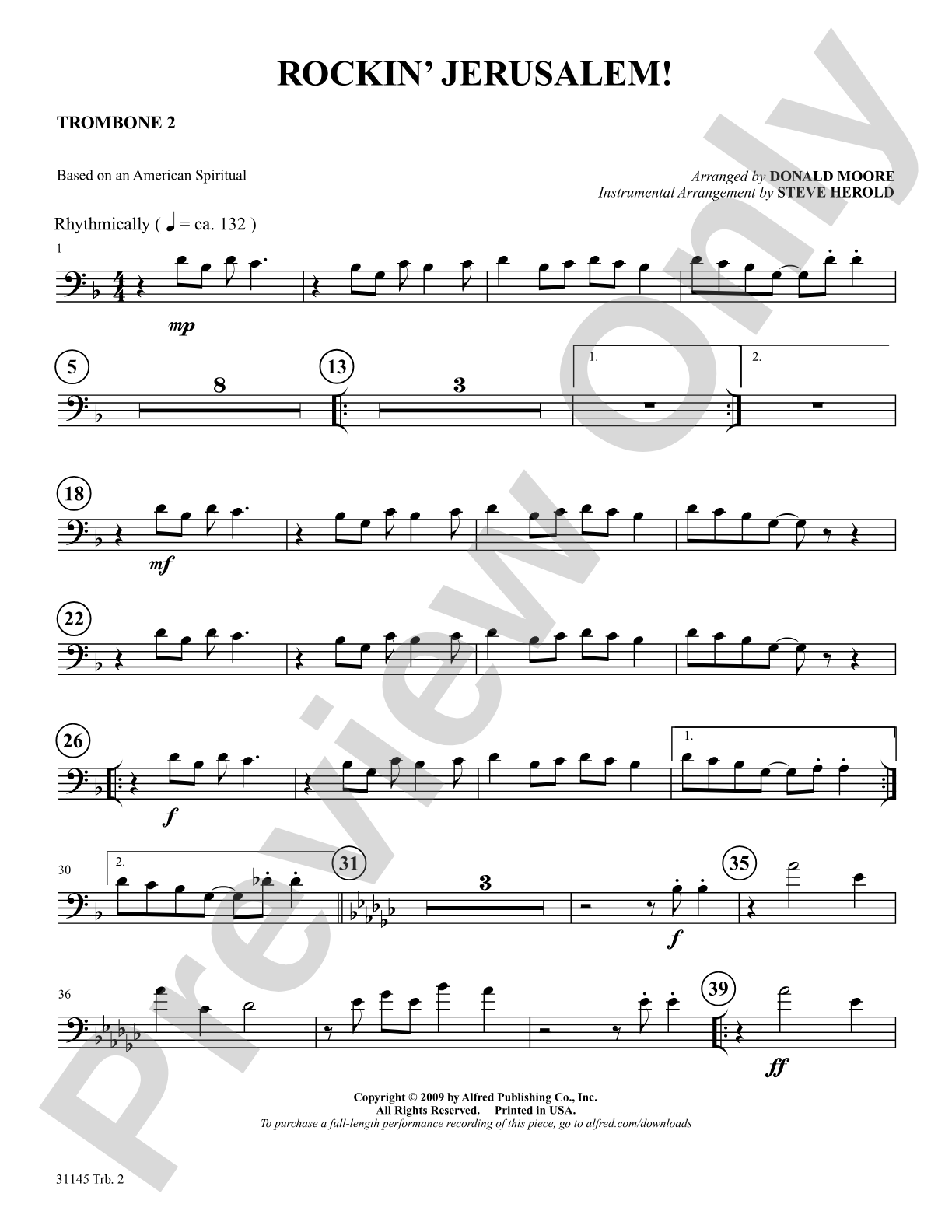 Rockin' Jerusalem: 2nd Trombone: Choral SoundPax