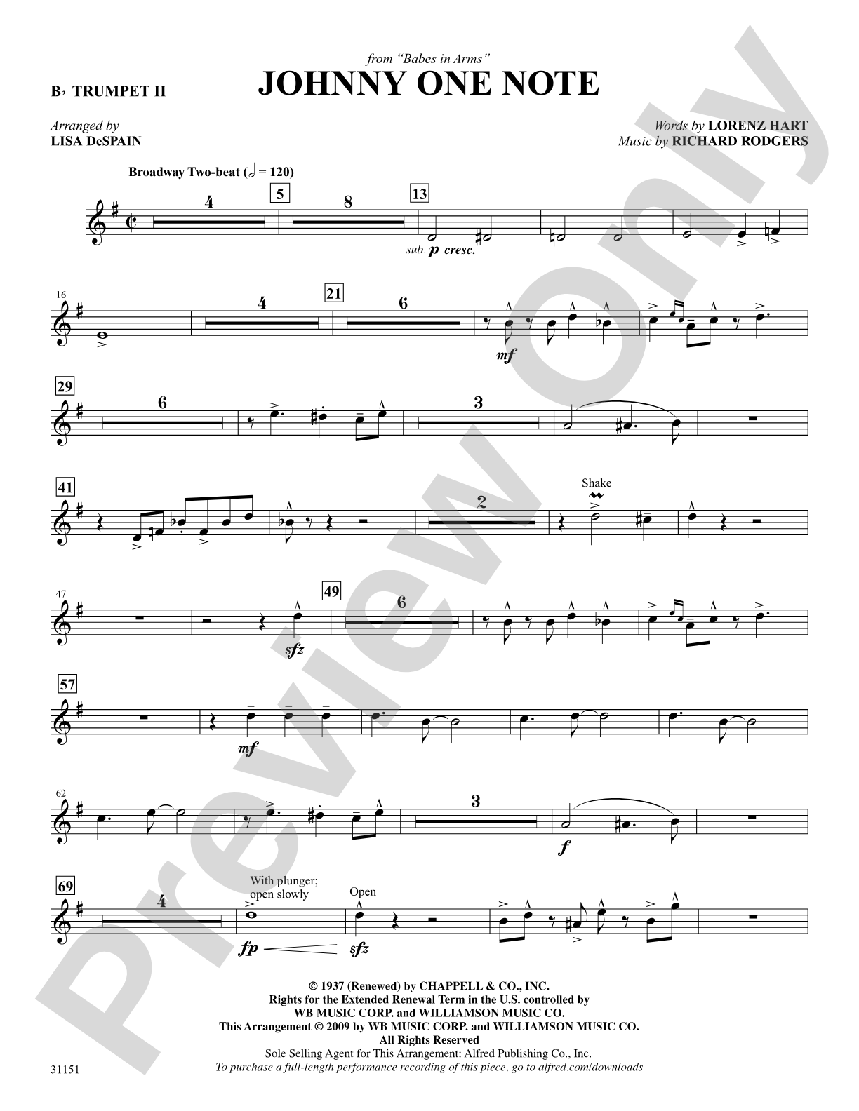 Johnny One Note (from the musical Babes in Arms): 2nd B-flat Trumpet: Choral SoundPax