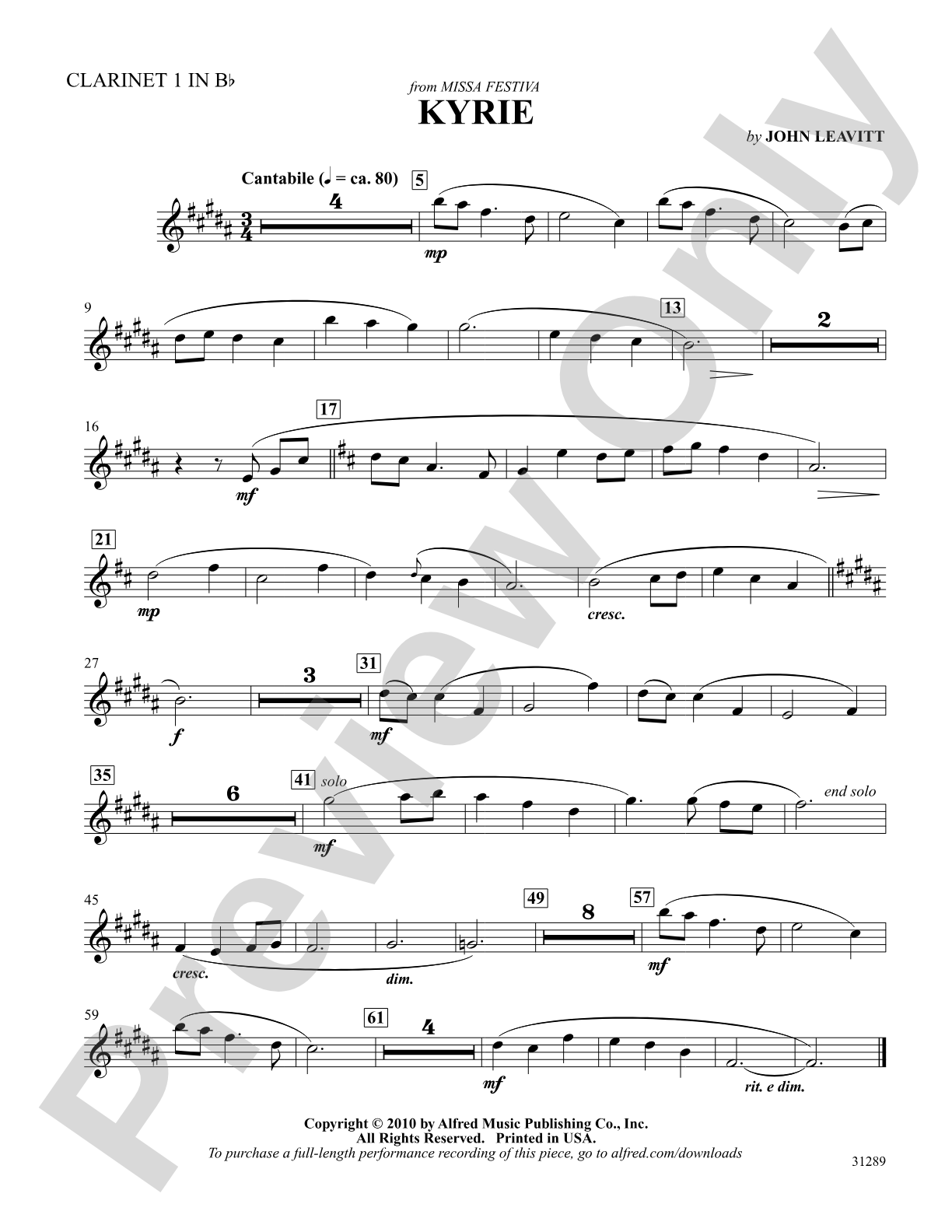 Kyrie: 1st B-flat Clarinet: Choral SoundPax