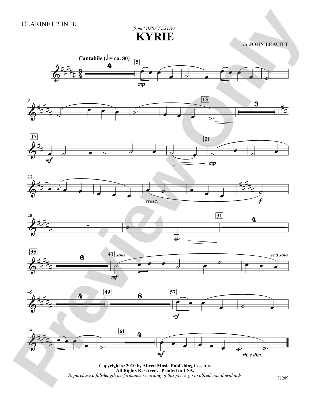 Kyrie: 2nd B-flat Clarinet: Choral SoundPax