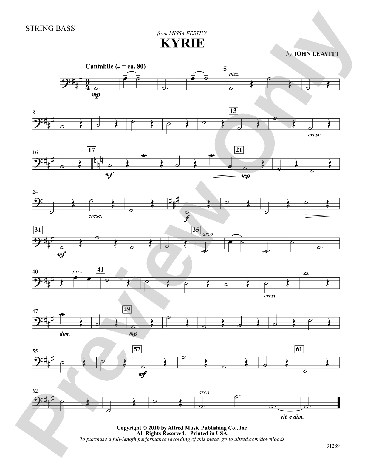 Kyrie: String Bass: Choral SoundPax
