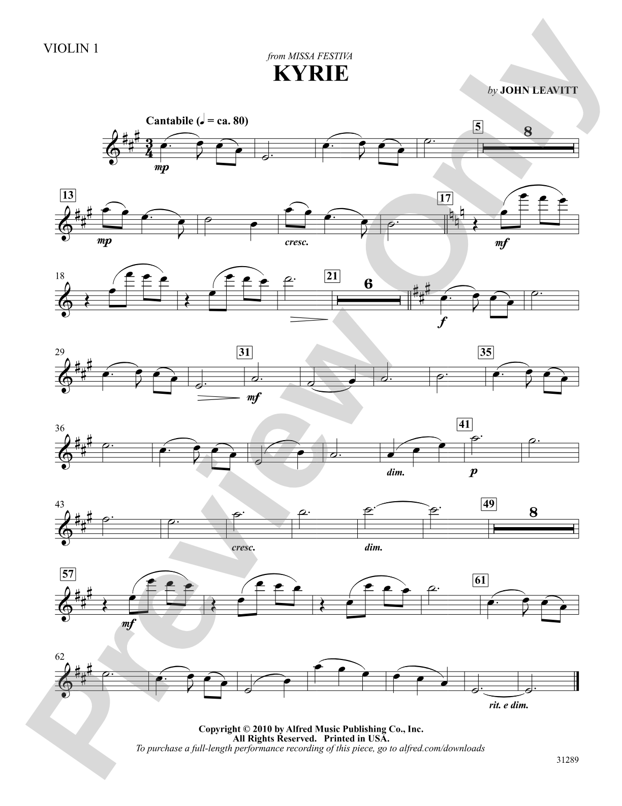 Kyrie: 1st Violin: Choral SoundPax