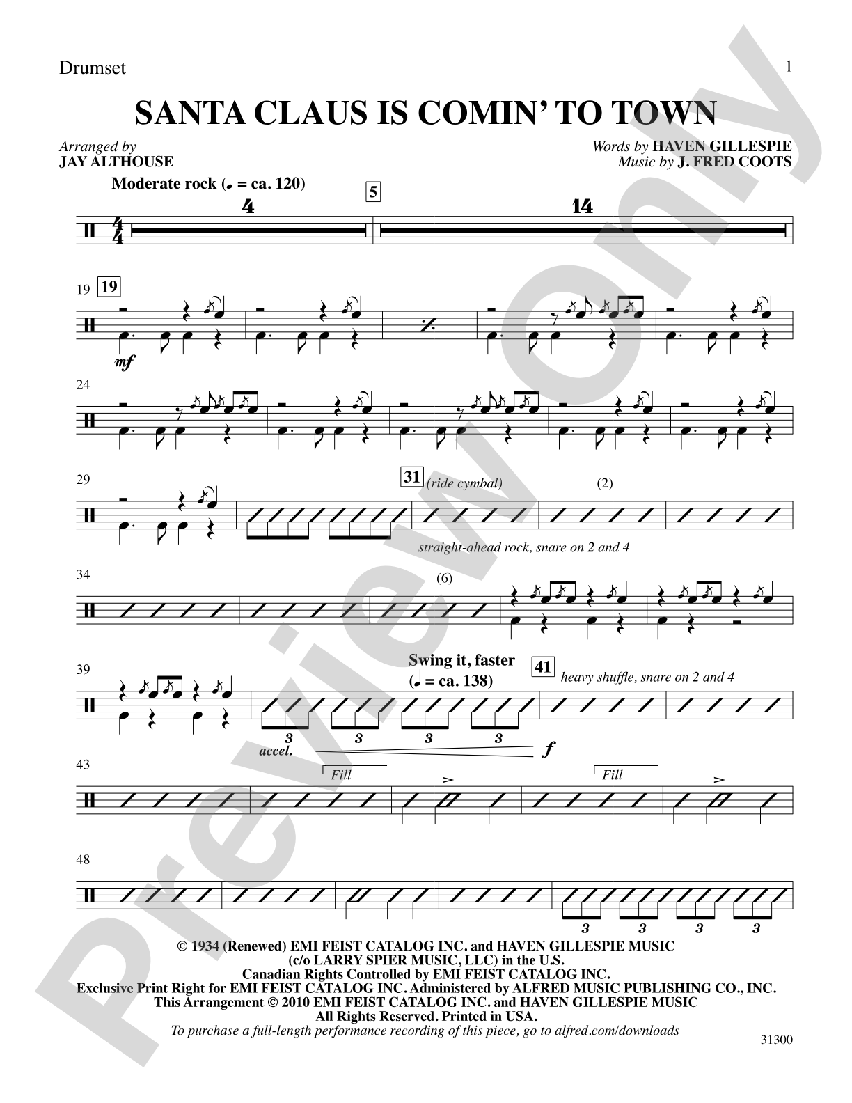 Santa Claus Is Comin' to Town: Drums: Choral SoundPax