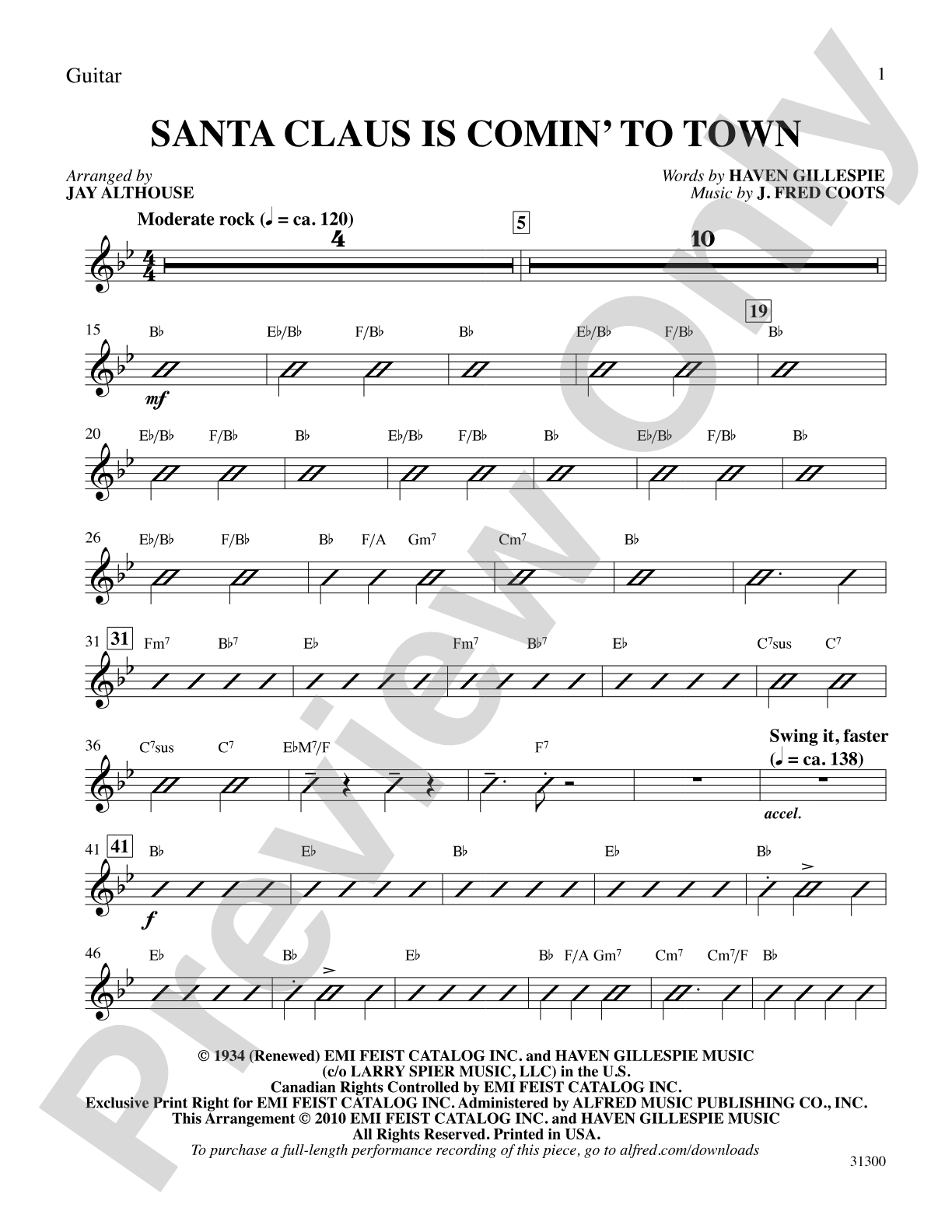 Santa Claus Is Comin' to Town: Guitar: Choral SoundPax