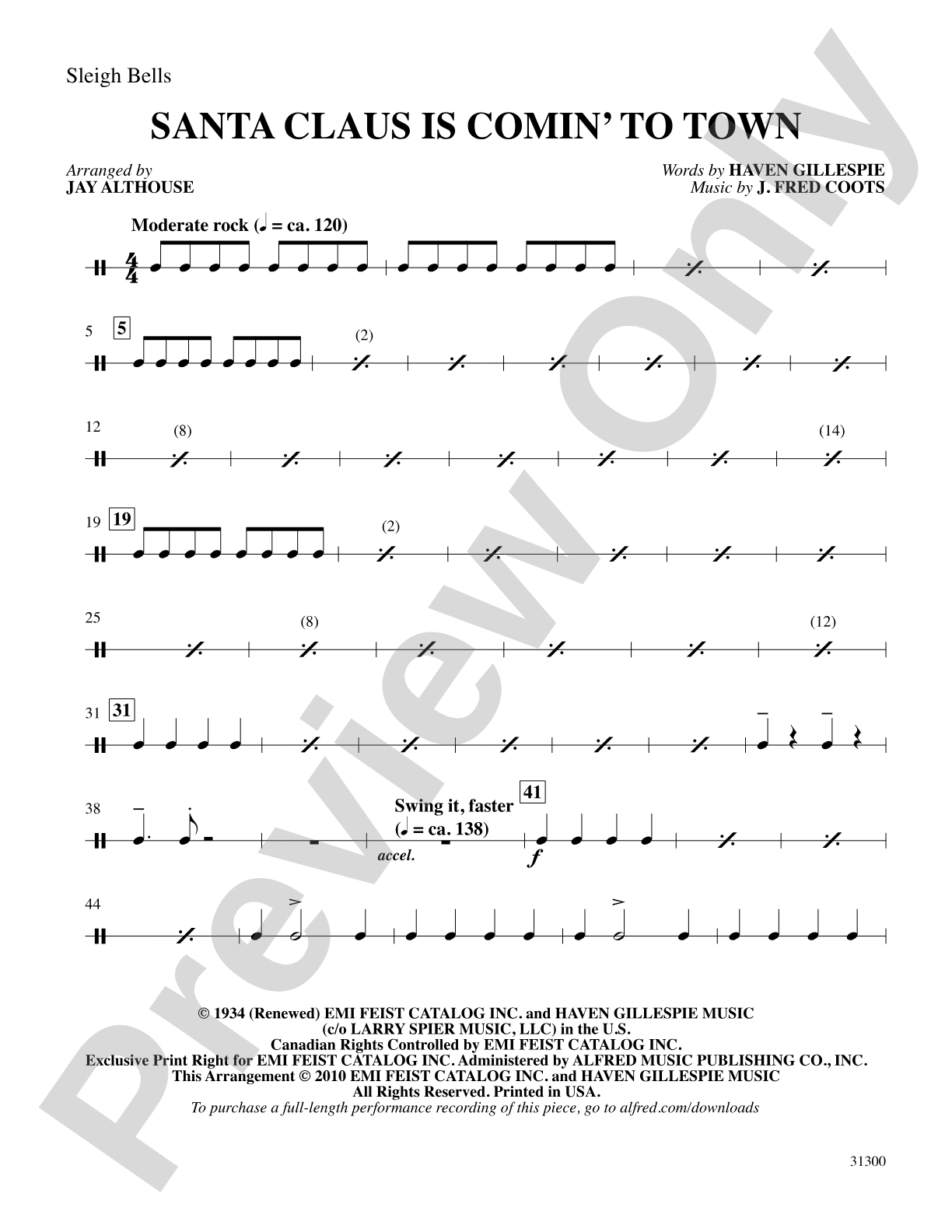 Santa Claus Is Comin' to Town: 1st Percussion: Choral SoundPax