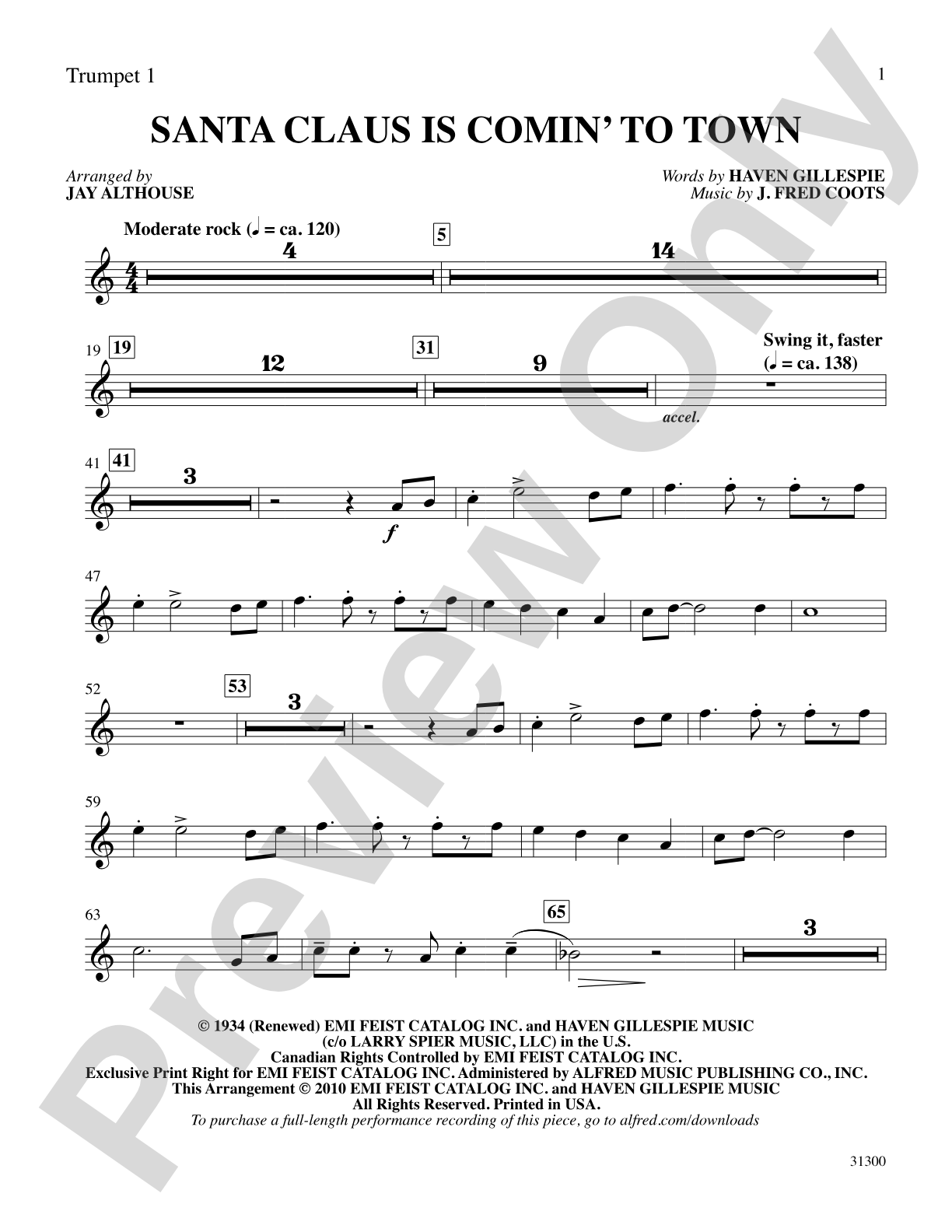 Santa Claus Is Comin' to Town: 1st B-flat Trumpet: Choral SoundPax