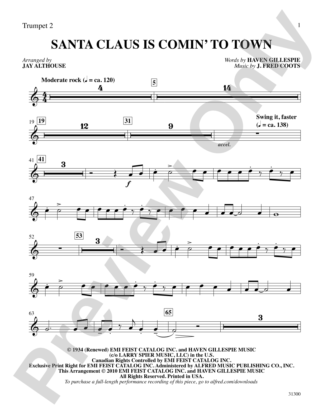 Santa Claus Is Comin' to Town: 2nd B-flat Trumpet: Choral SoundPax