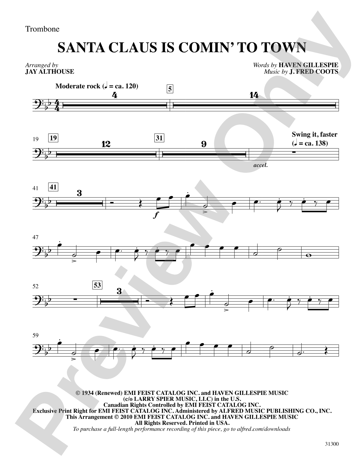 Santa Claus Is Comin' to Town: 1st Trombone: Choral SoundPax