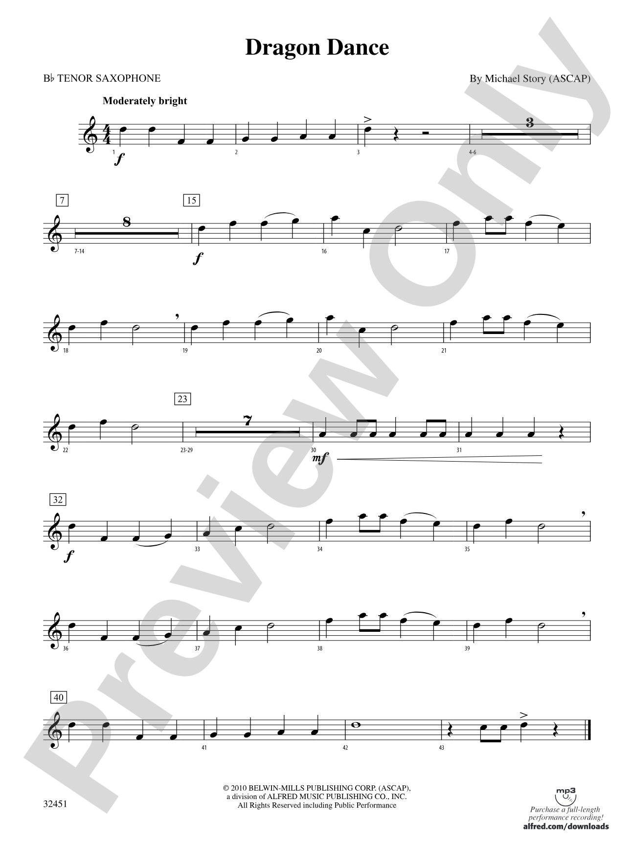 Dragon Dance: B-flat Tenor Saxophone