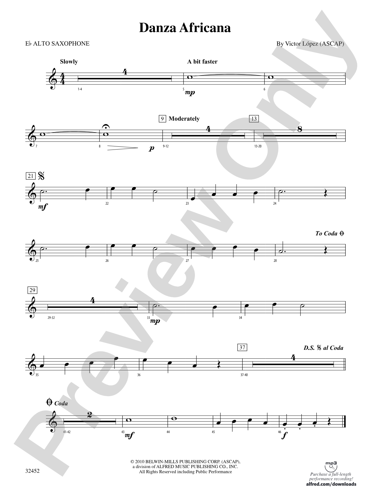 Danza Africana: E-flat Alto Saxophone