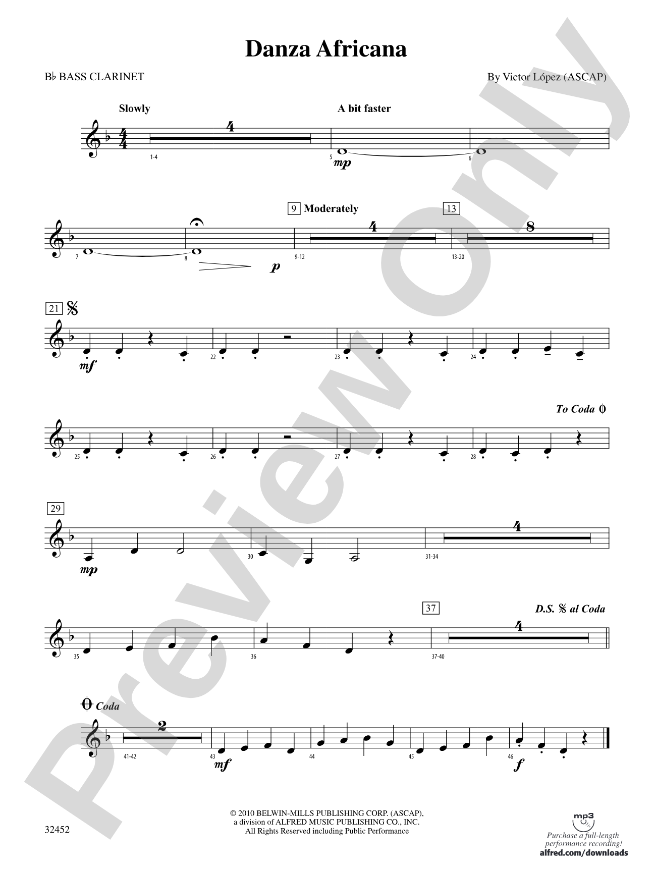 Danza Africana: B-flat Bass Clarinet