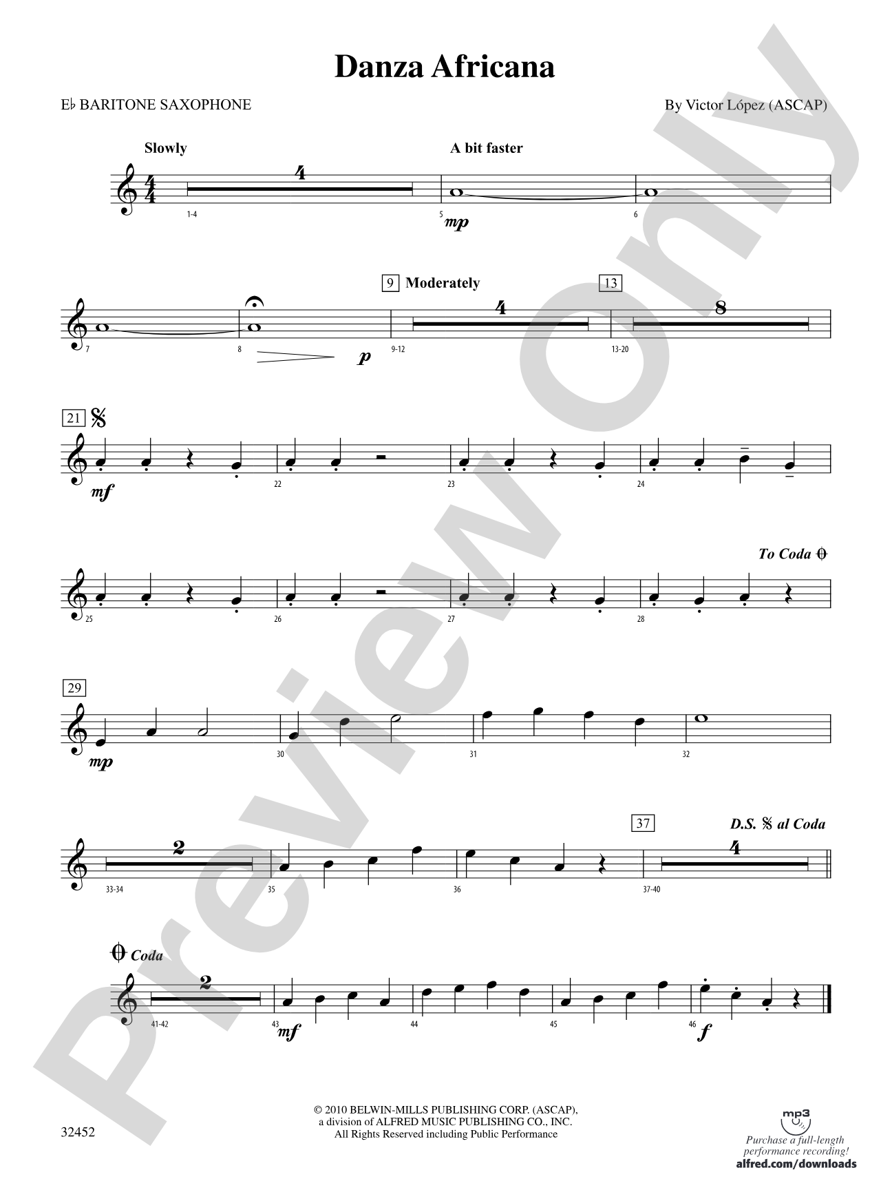 Danza Africana: E-flat Baritone Saxophone
