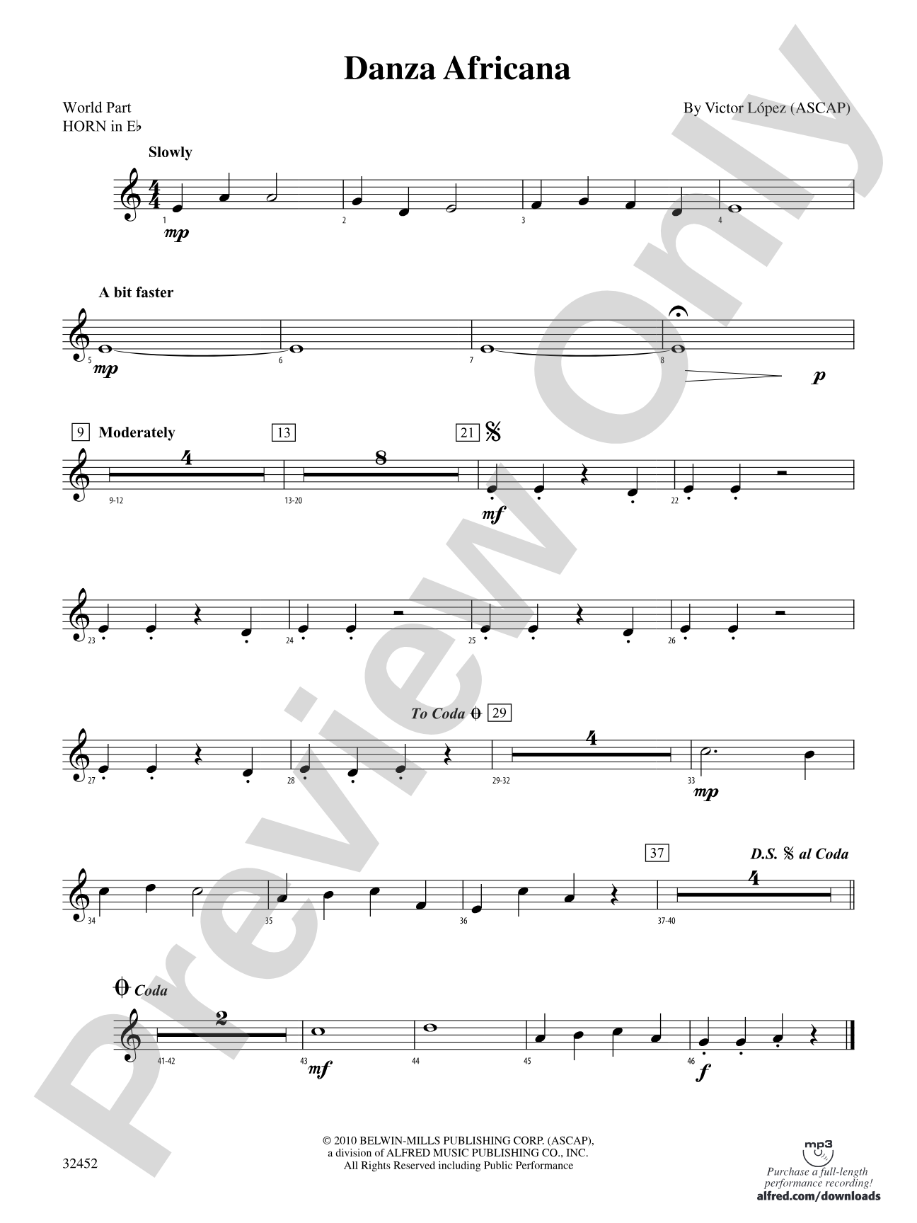 Danza Africana: (wp) 1st Horn in E-flat