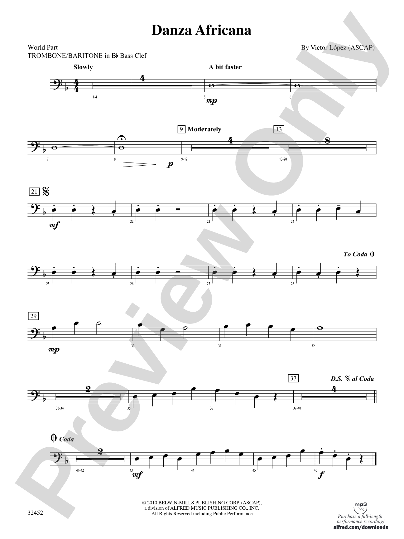 Danza Africana: (wp) 1st B-flat Trombone B.C.