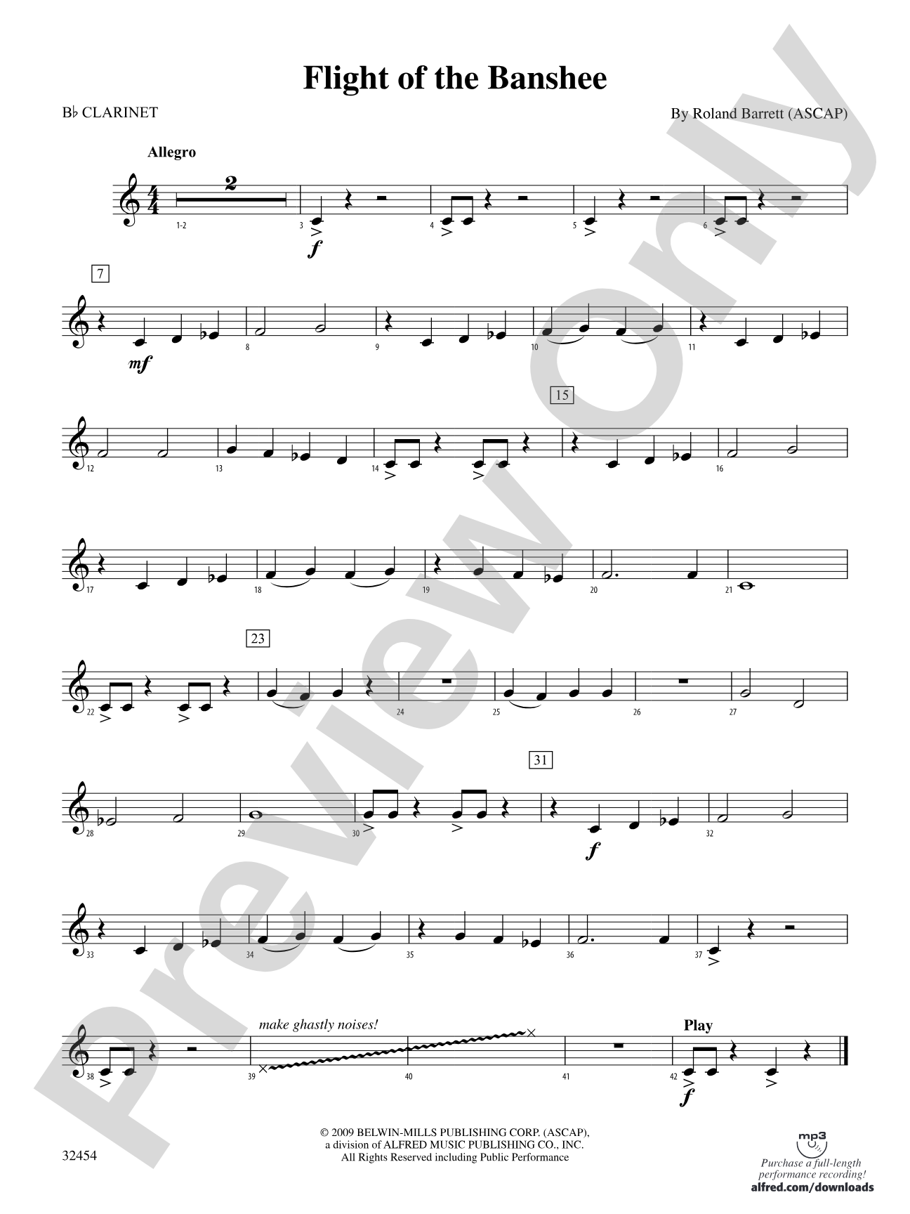Flight of the Banshee: 1st B-flat Clarinet