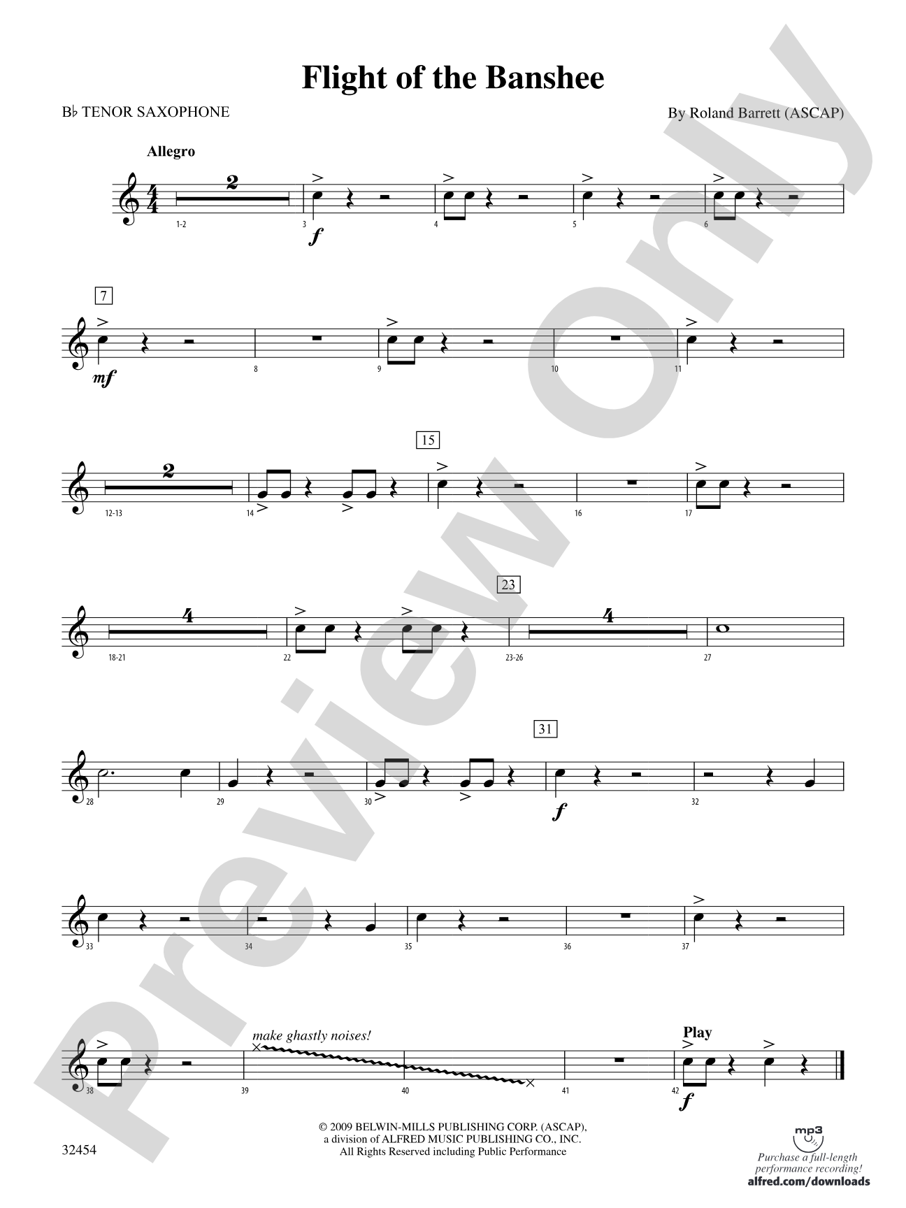 Flight of the Banshee: B-flat Tenor Saxophone