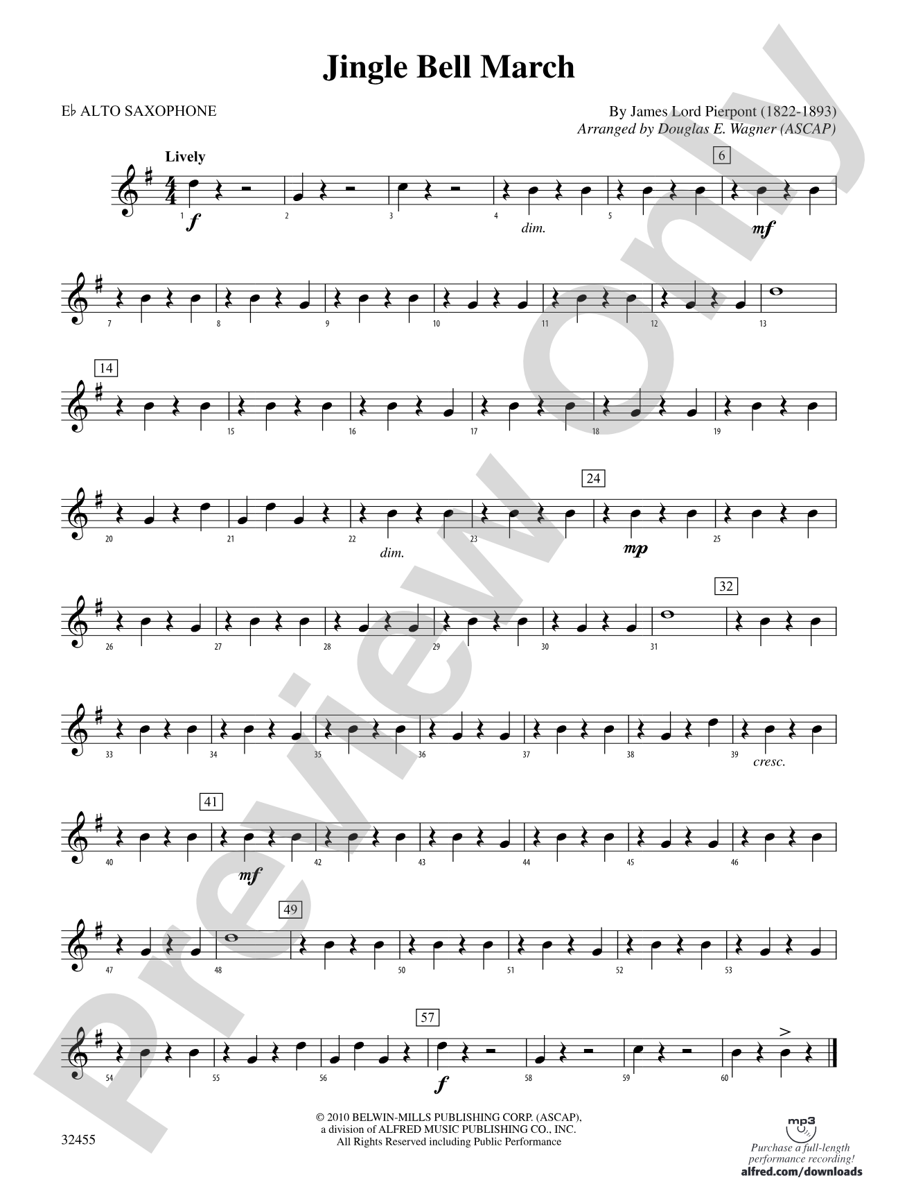 Jingle Bell March: E-flat Alto Saxophone