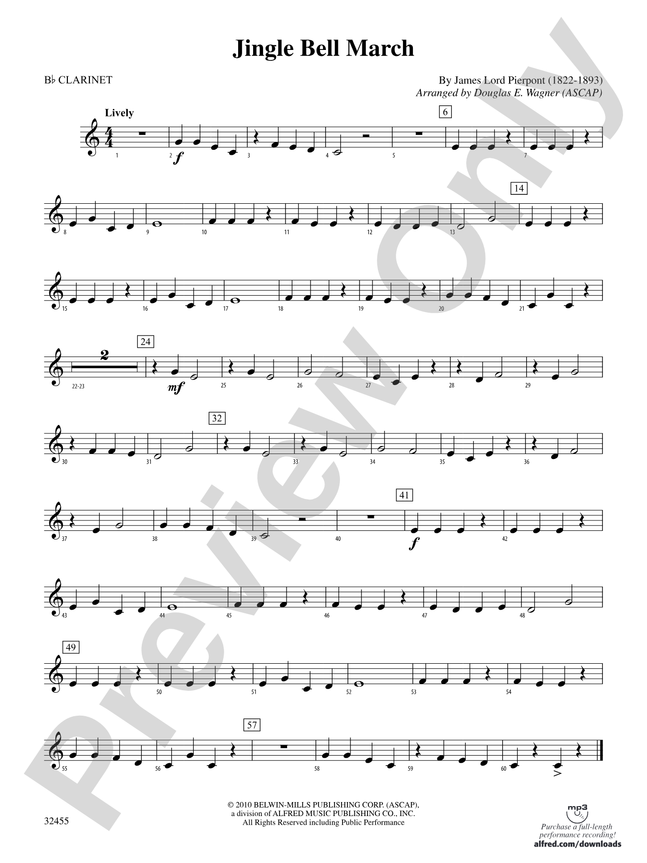 Jingle Bell March: 1st B-flat Clarinet