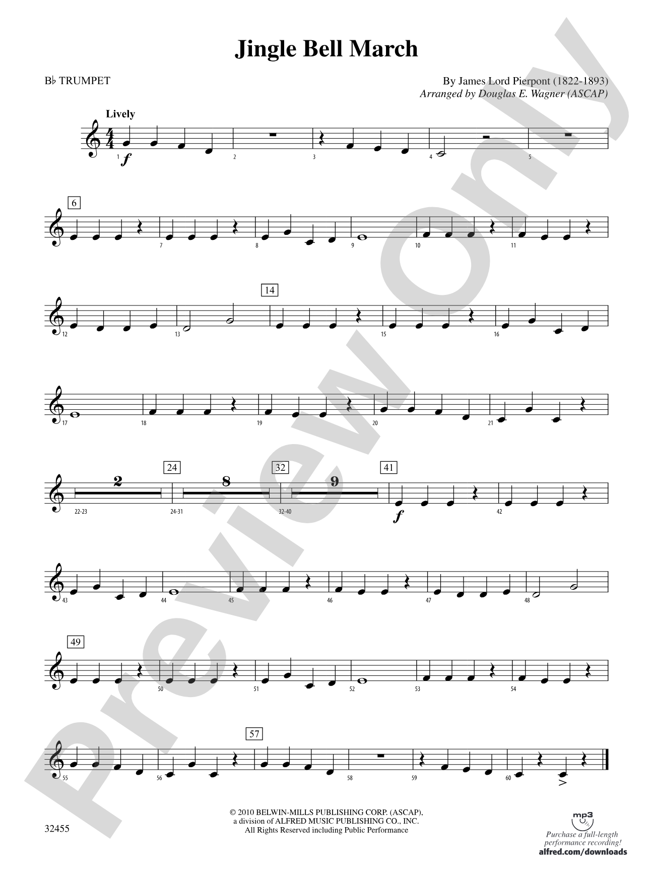 Jingle Bell March: 1st B-flat Trumpet