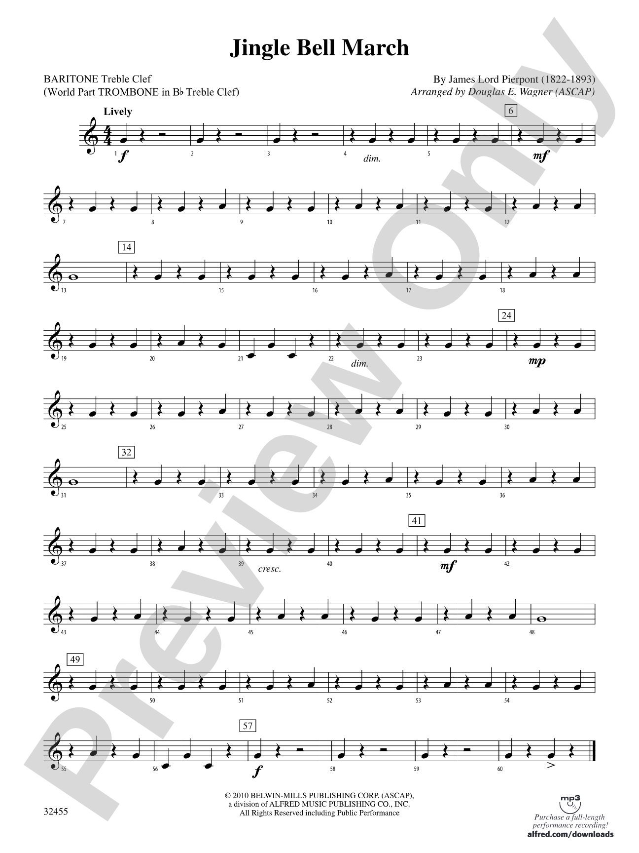 Jingle Bell March: (wp) Baritone T.C.