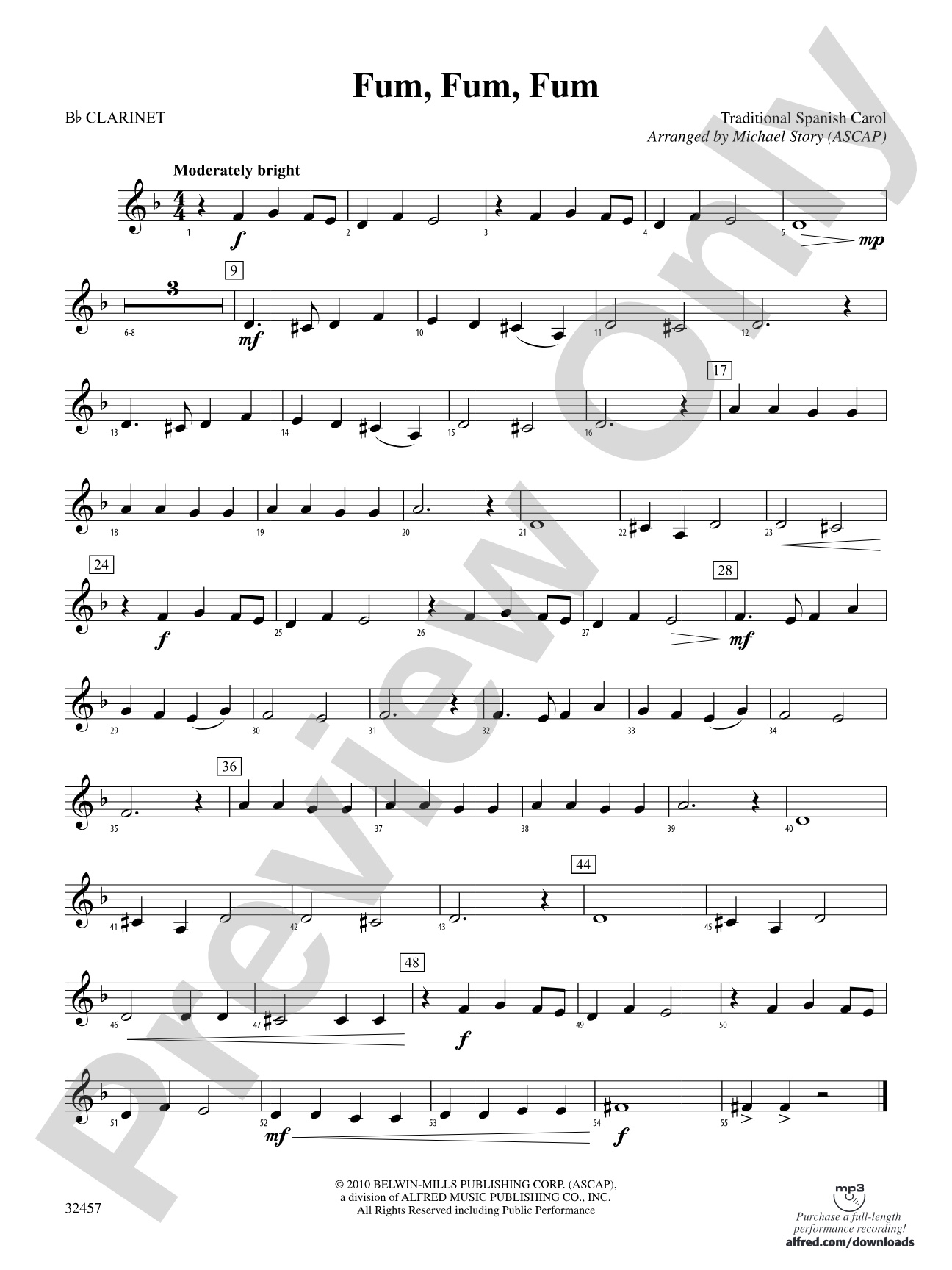 Fum, Fum, Fum: 1st B-flat Clarinet