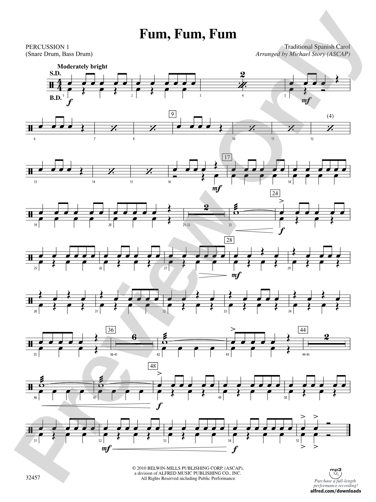 Fum, Fum, Fum: 1st Percussion