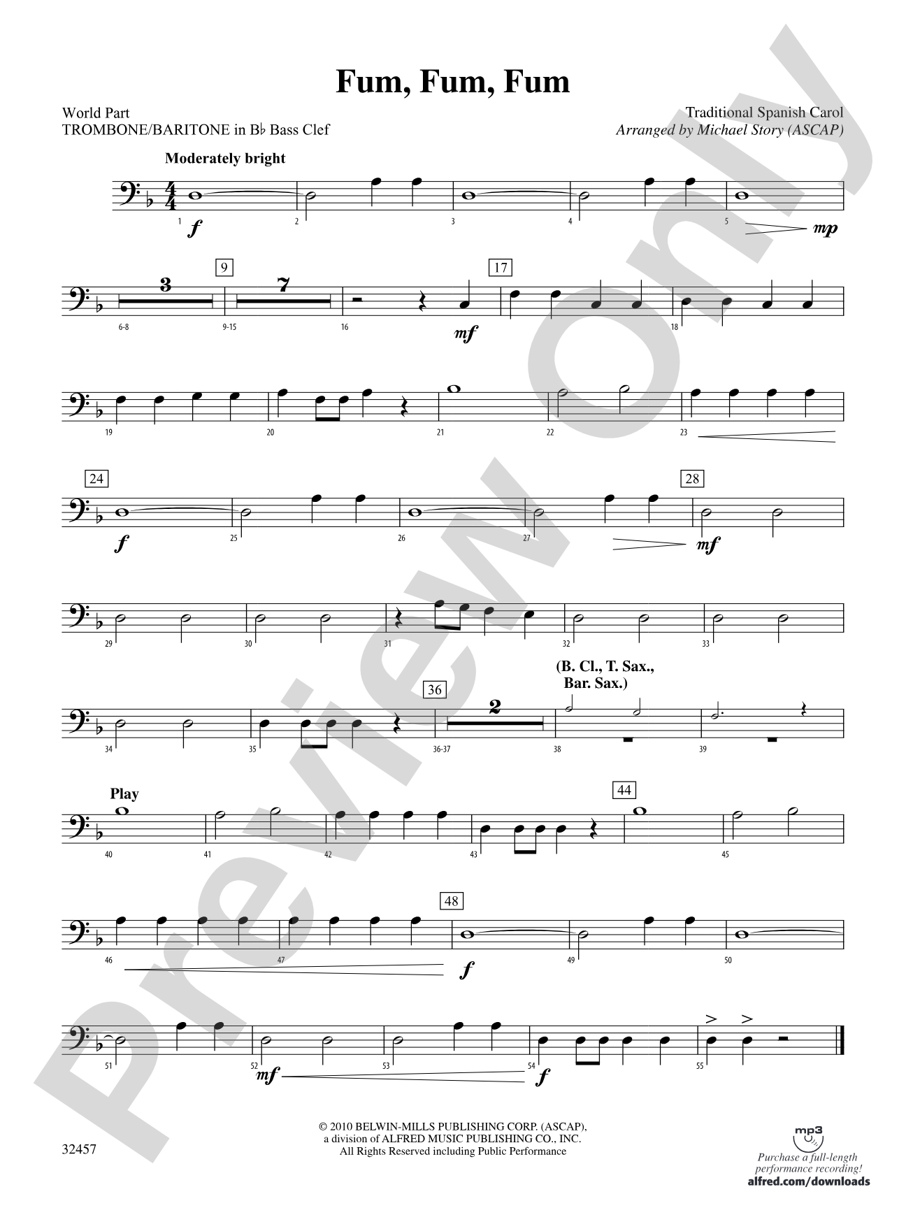 Fum, Fum, Fum: (wp) 1st B-flat Trombone B.C.