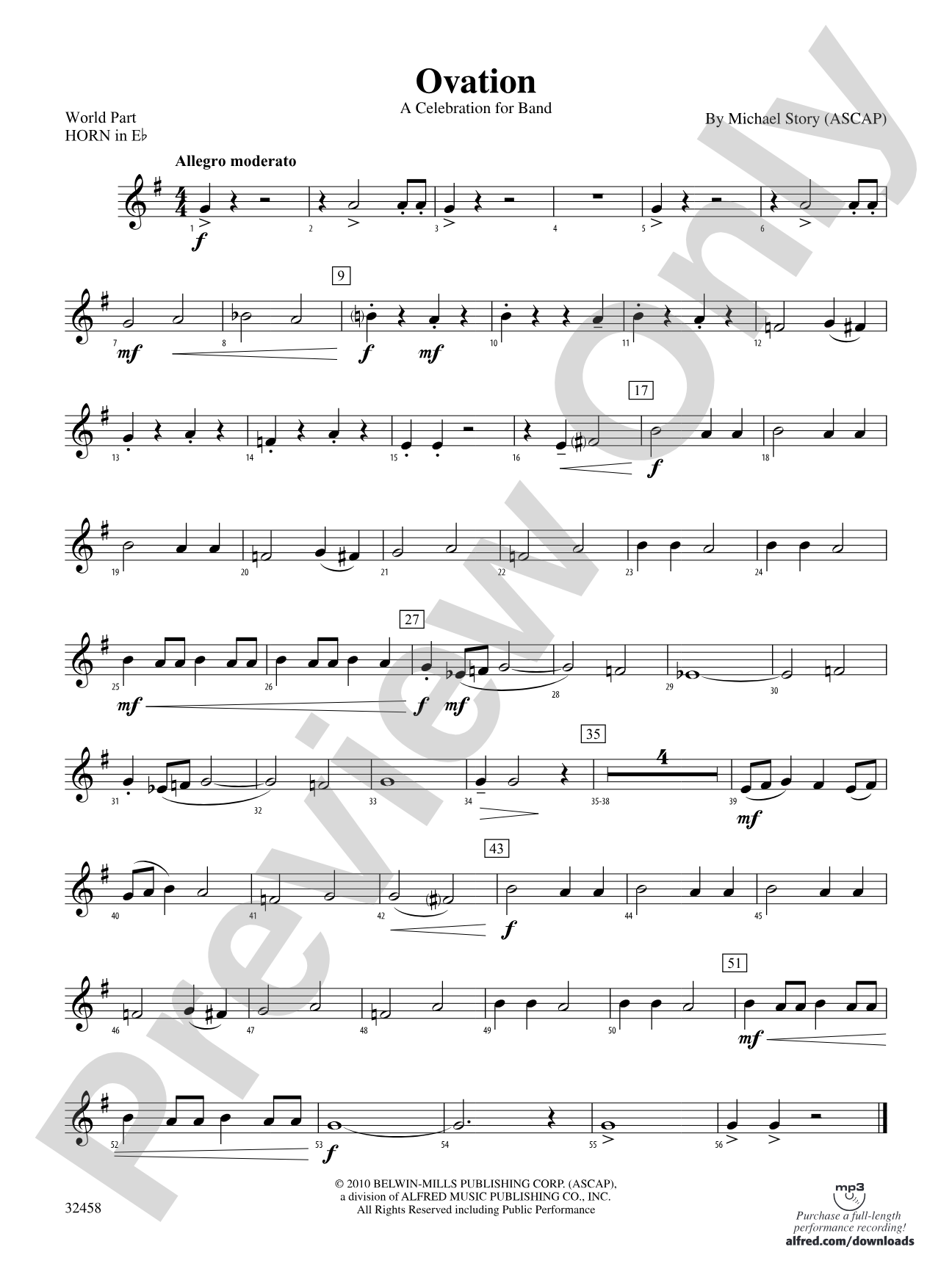 Ovation: (wp) 1st Horn in E-flat