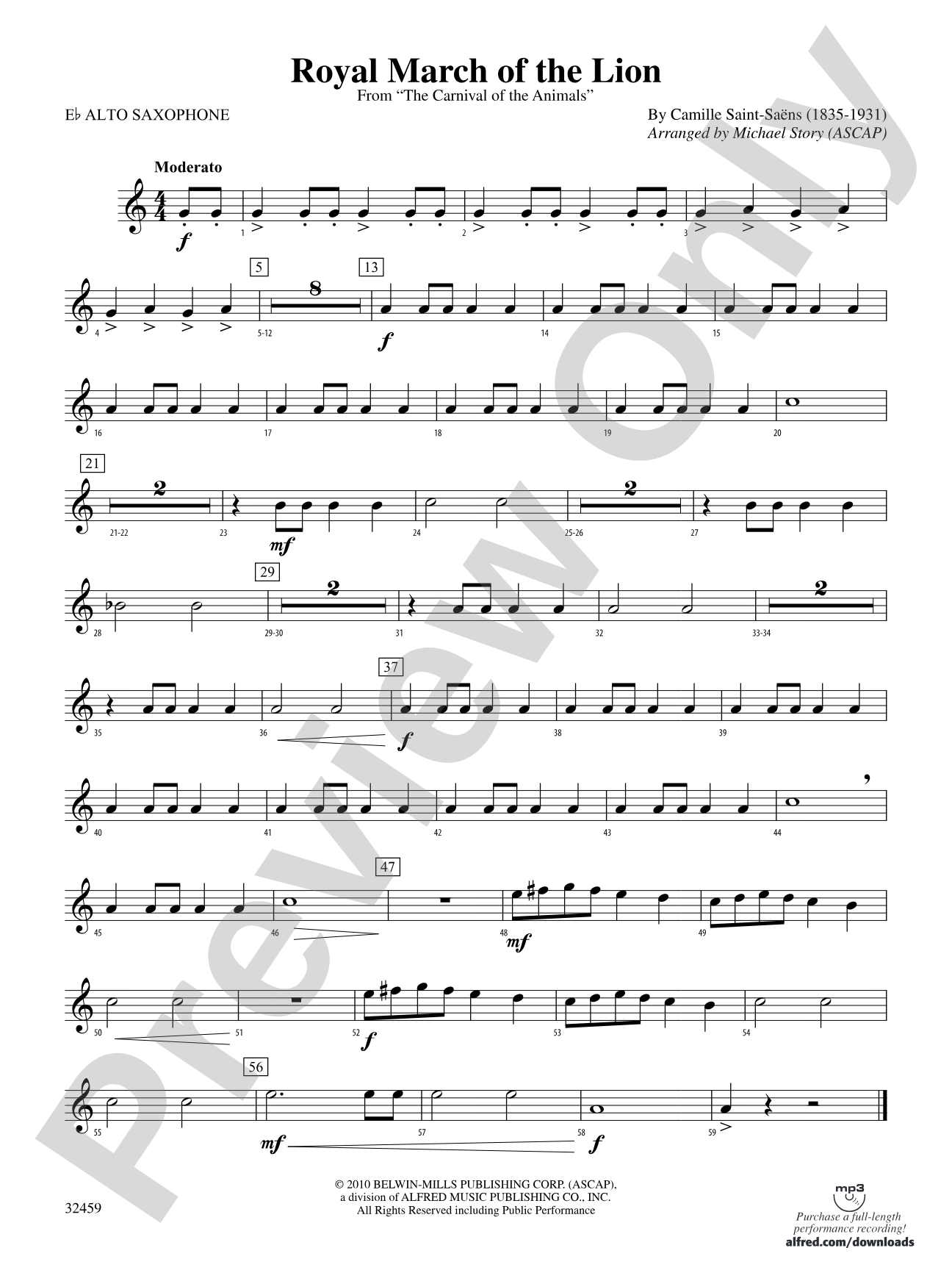 Royal March of the Lion: E-flat Alto Saxophone