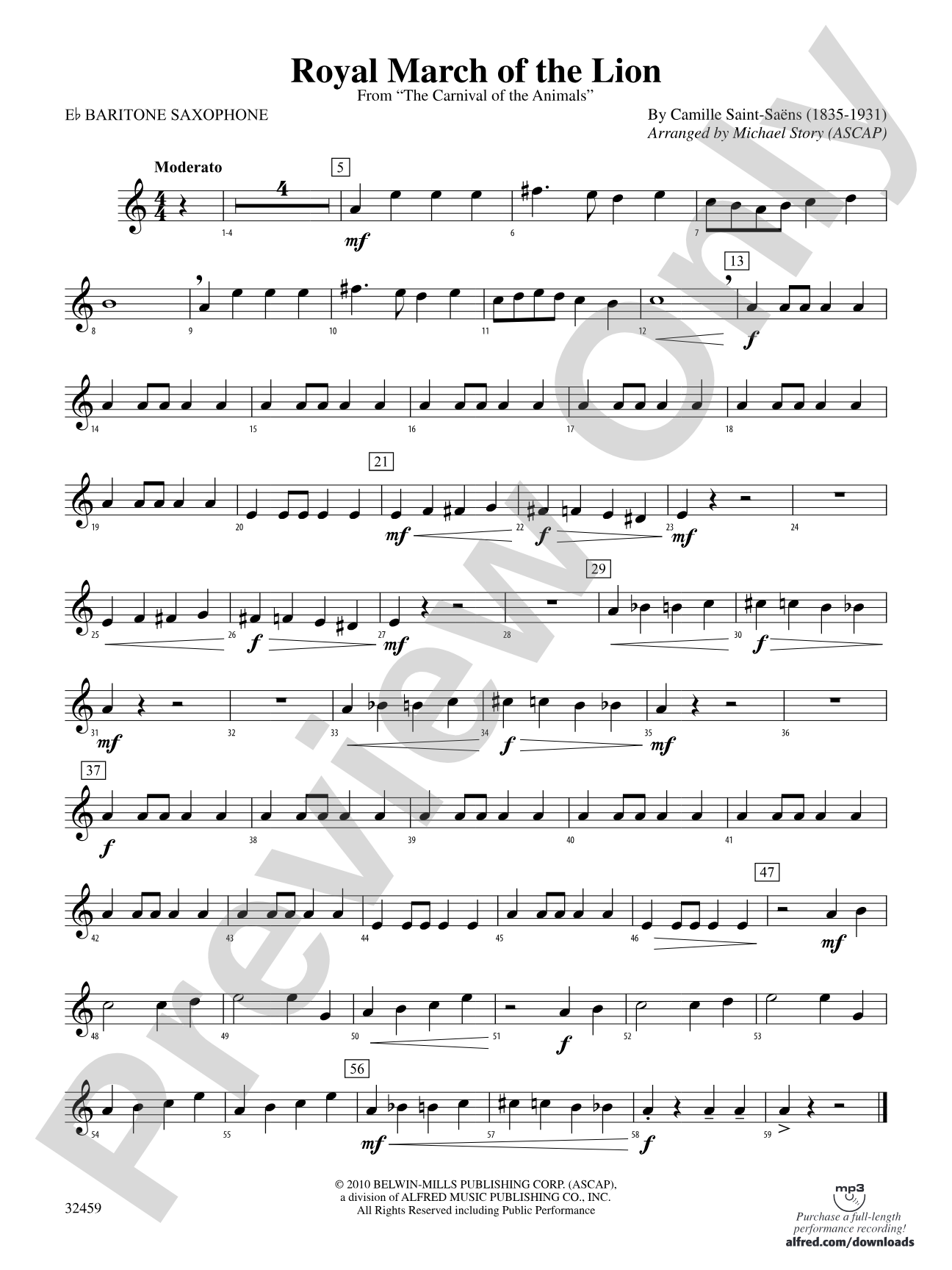 Royal March of the Lion: E-flat Baritone Saxophone