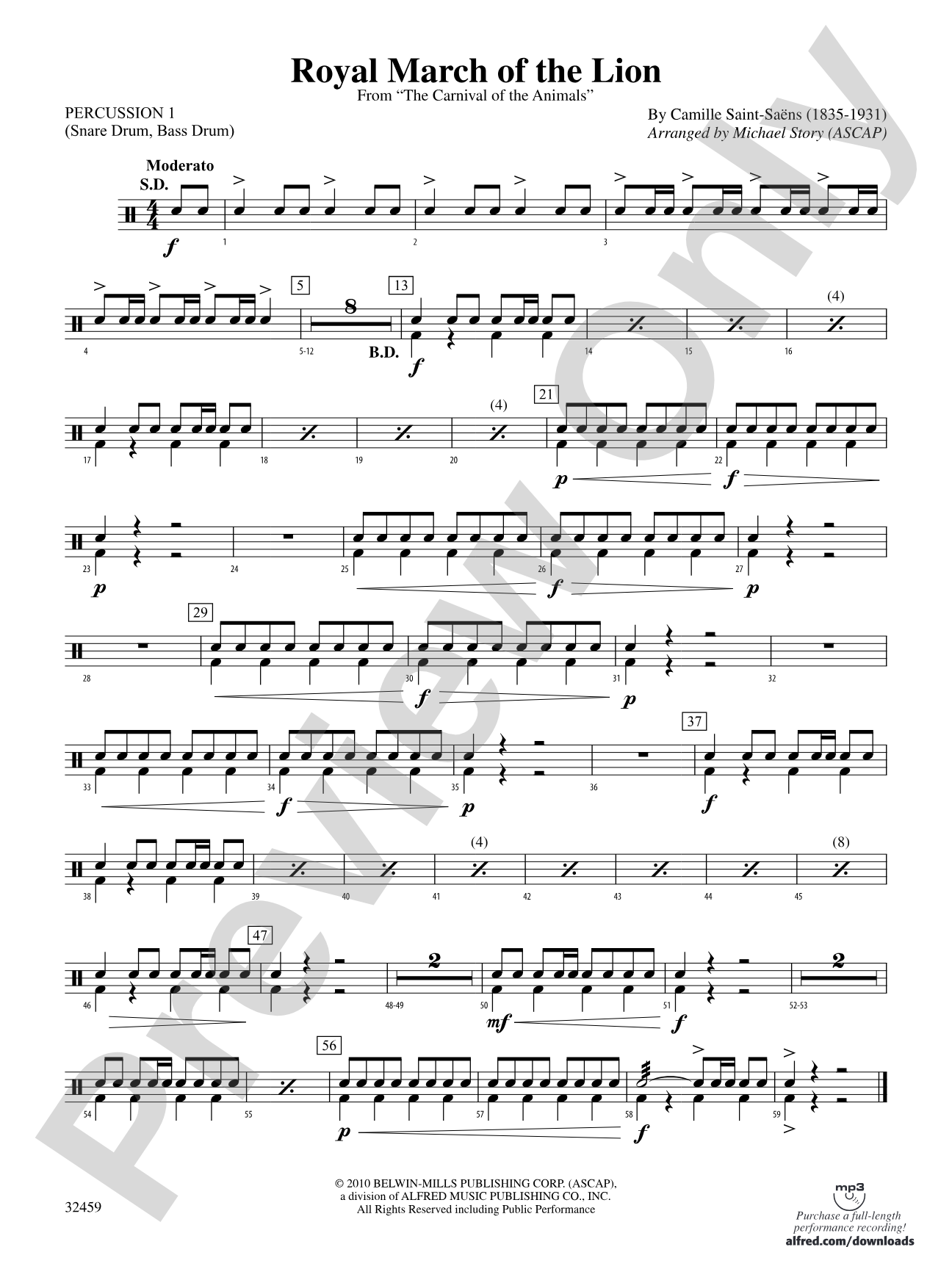 Royal March of the Lion: 1st Percussion