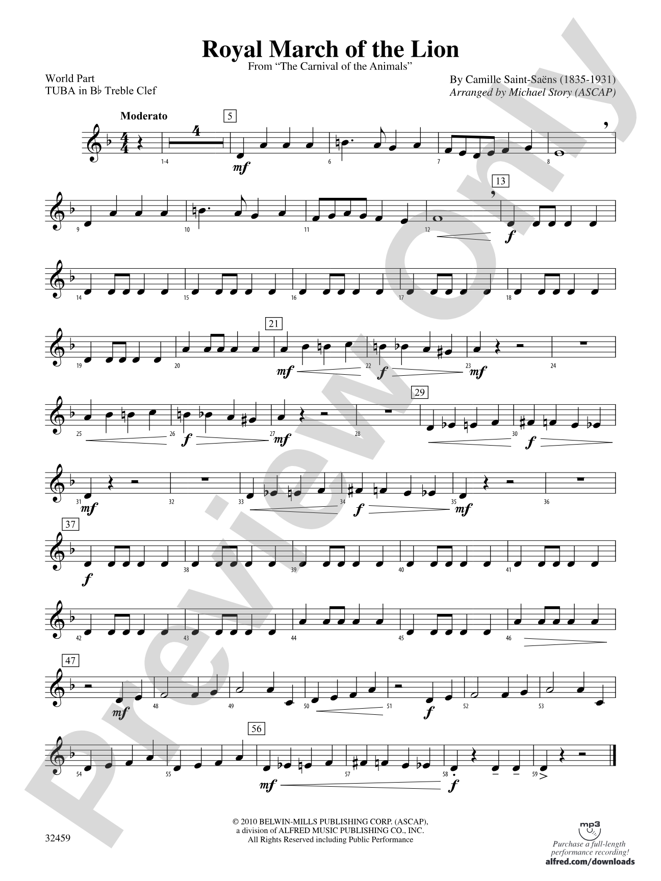 Royal March of the Lion: (wp) B-flat Tuba T.C.