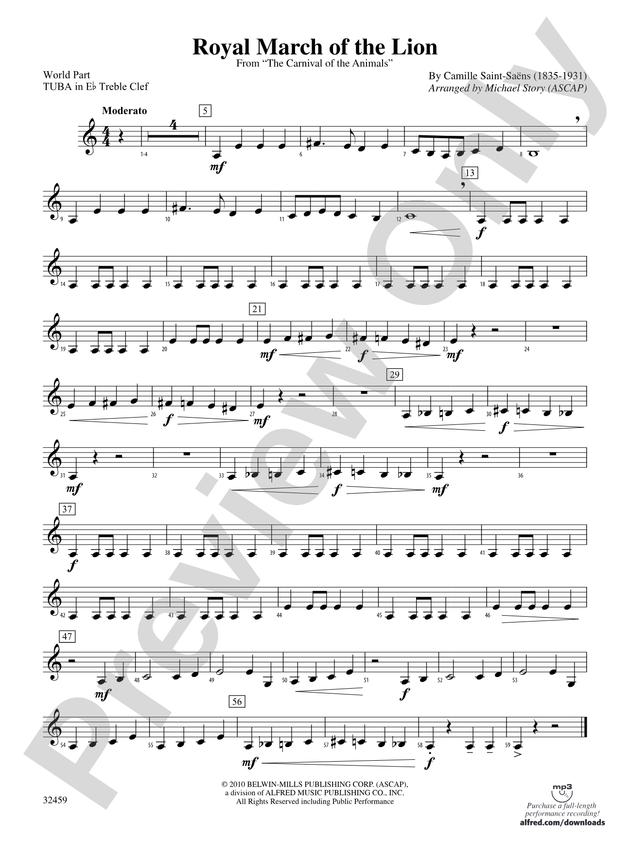 Royal March of the Lion: (wp) E-flat Tuba T.C.