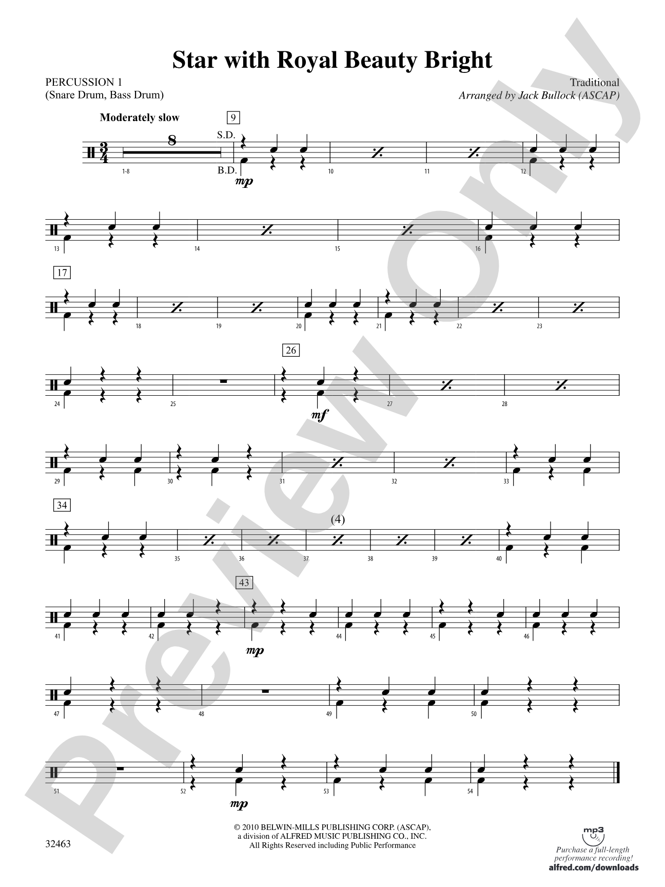 Star with Royal Beauty Bright: 1st Percussion