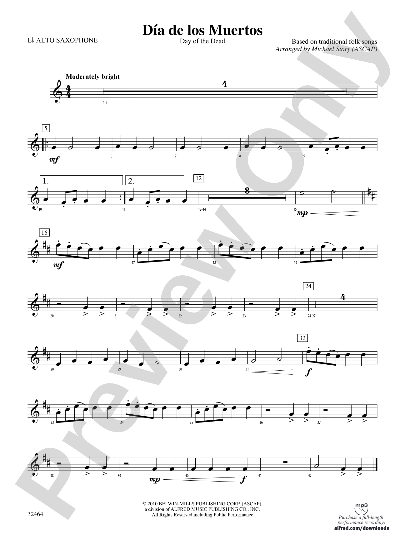 Día de los Muertos: E-flat Alto Saxophone