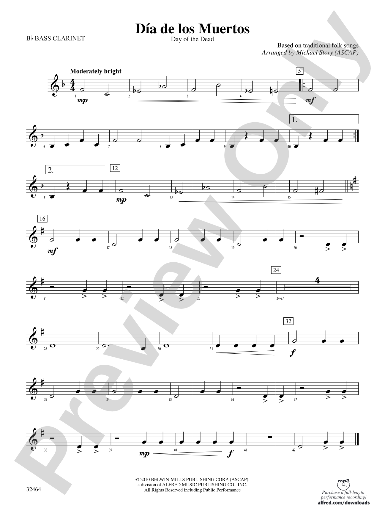 Día de los Muertos: B-flat Bass Clarinet