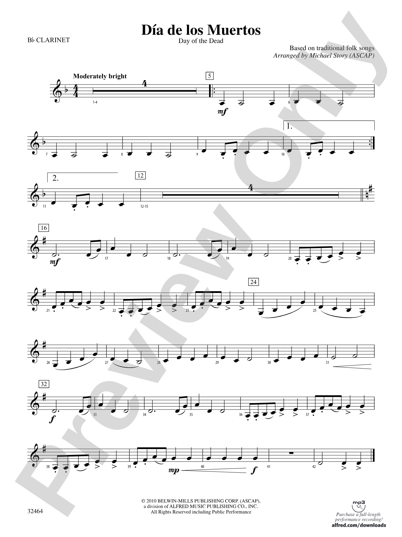 Día de los Muertos: 1st B-flat Clarinet