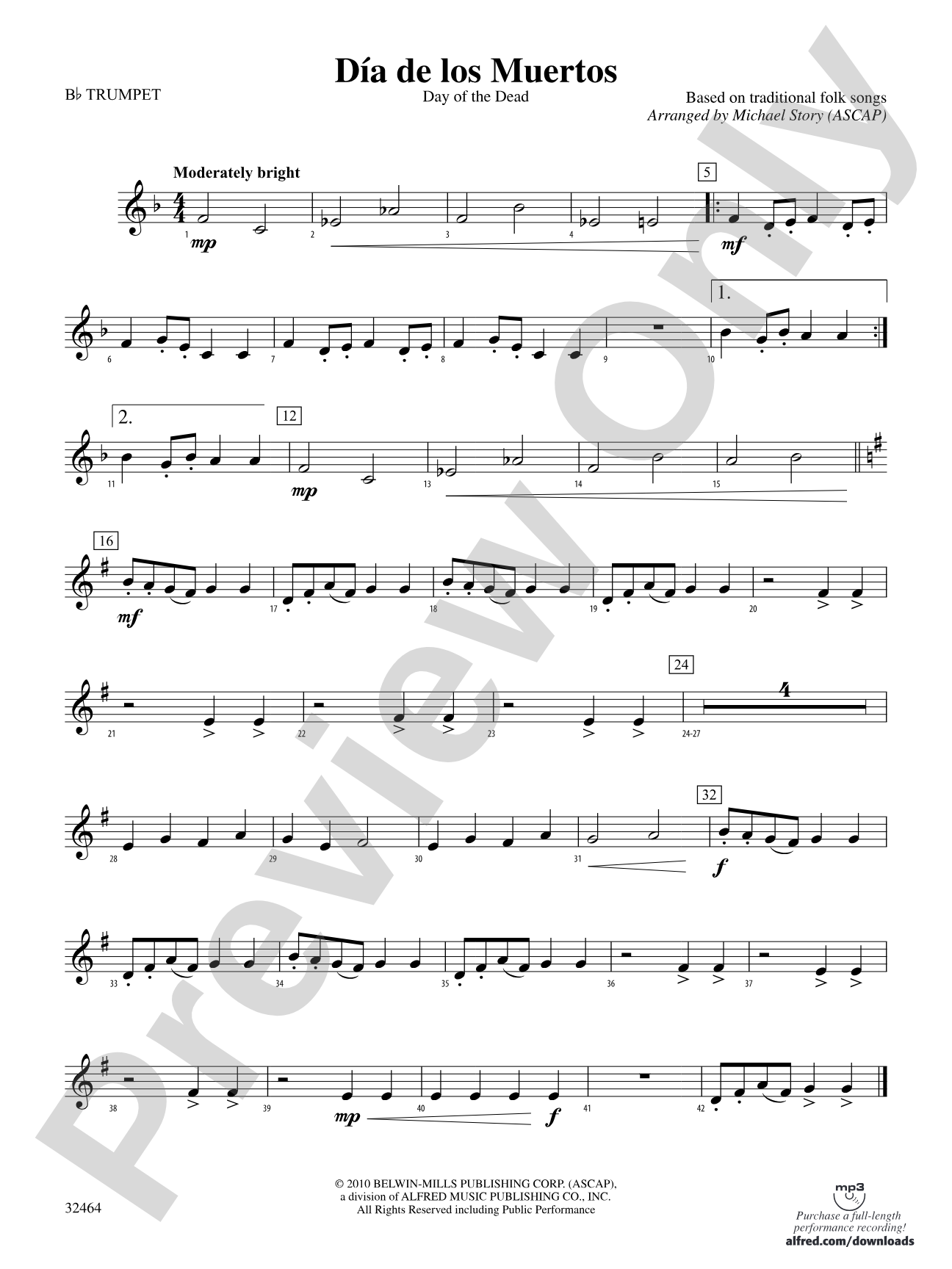 Día de los Muertos: 1st B-flat Trumpet