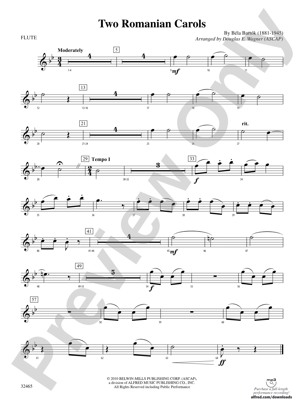 Two Romanian Carols: Flute