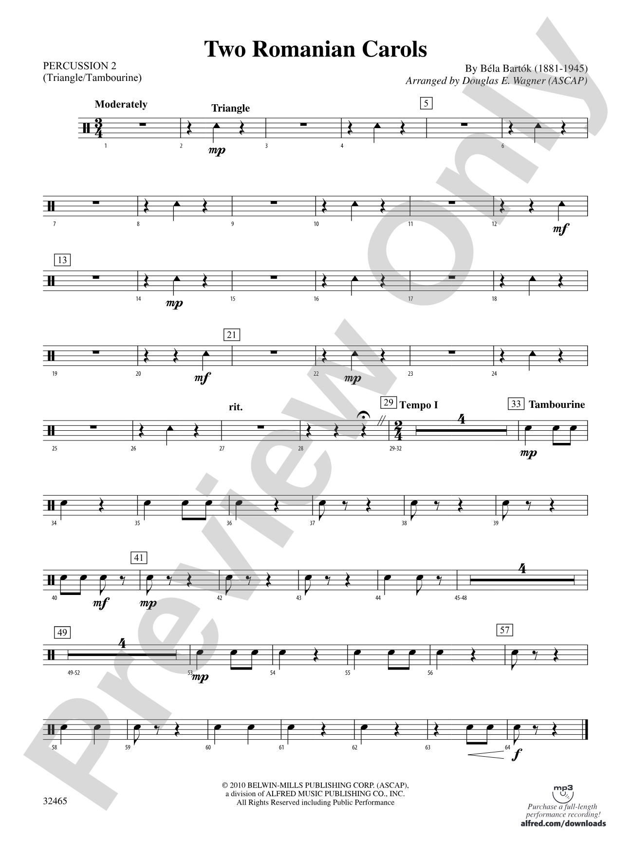 Two Romanian Carols: 2nd Percussion
