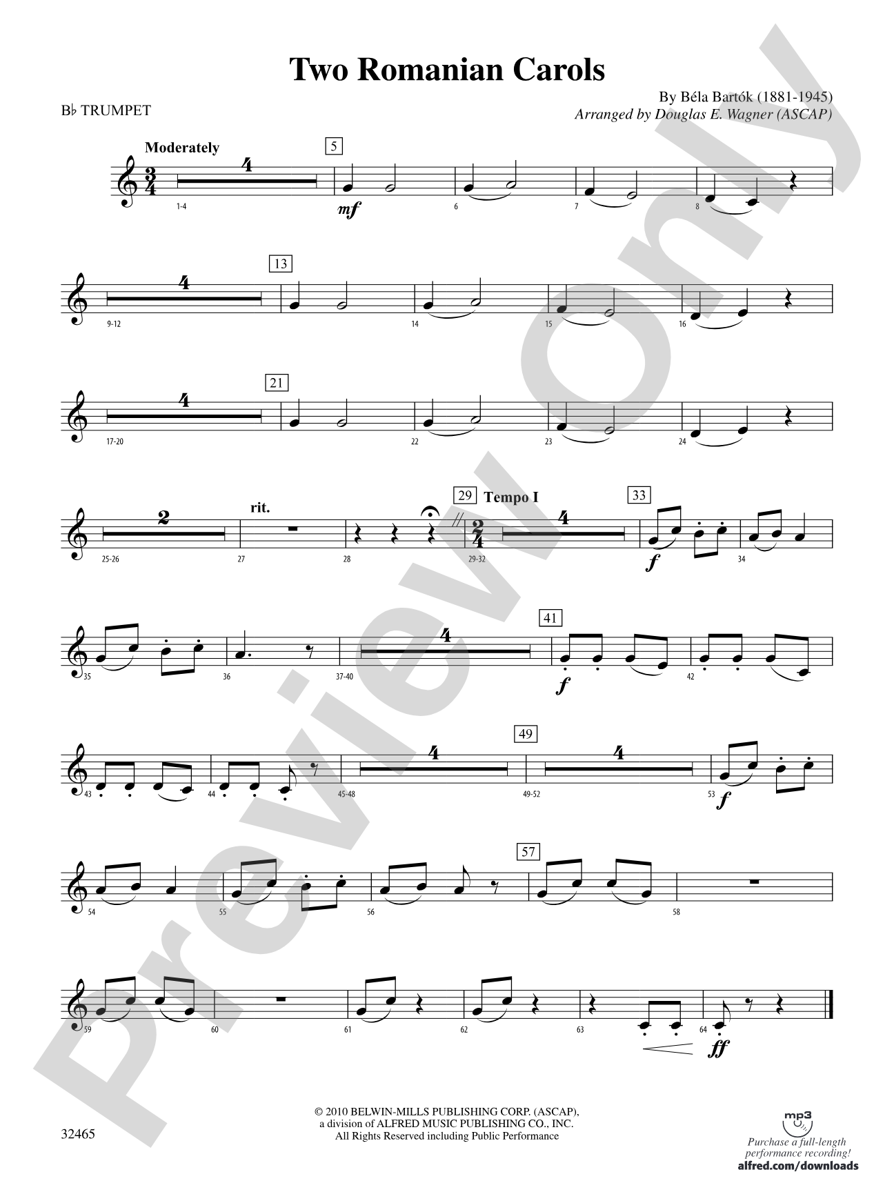 Two Romanian Carols: 1st B-flat Trumpet