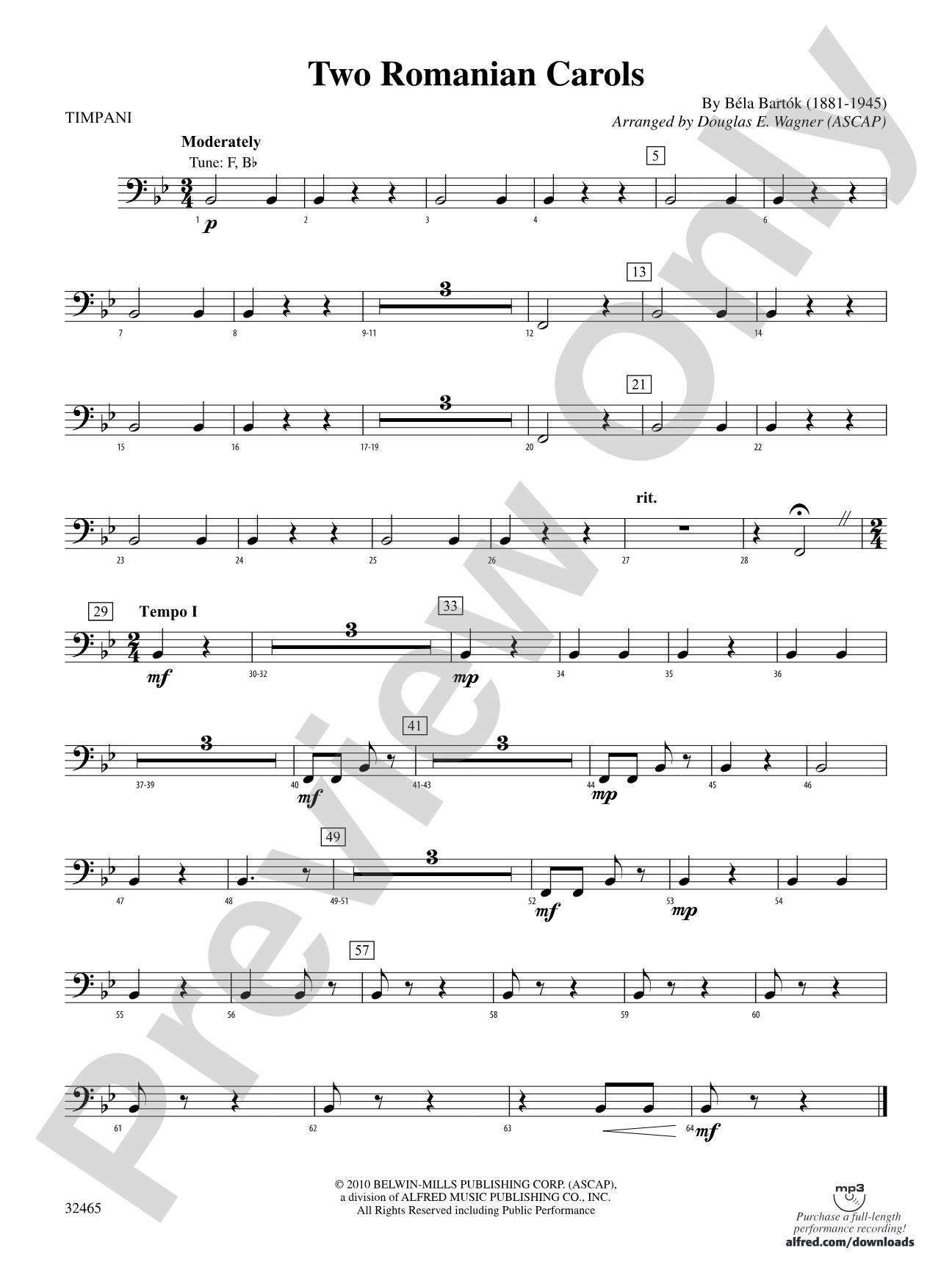 Two Romanian Carols: Timpani