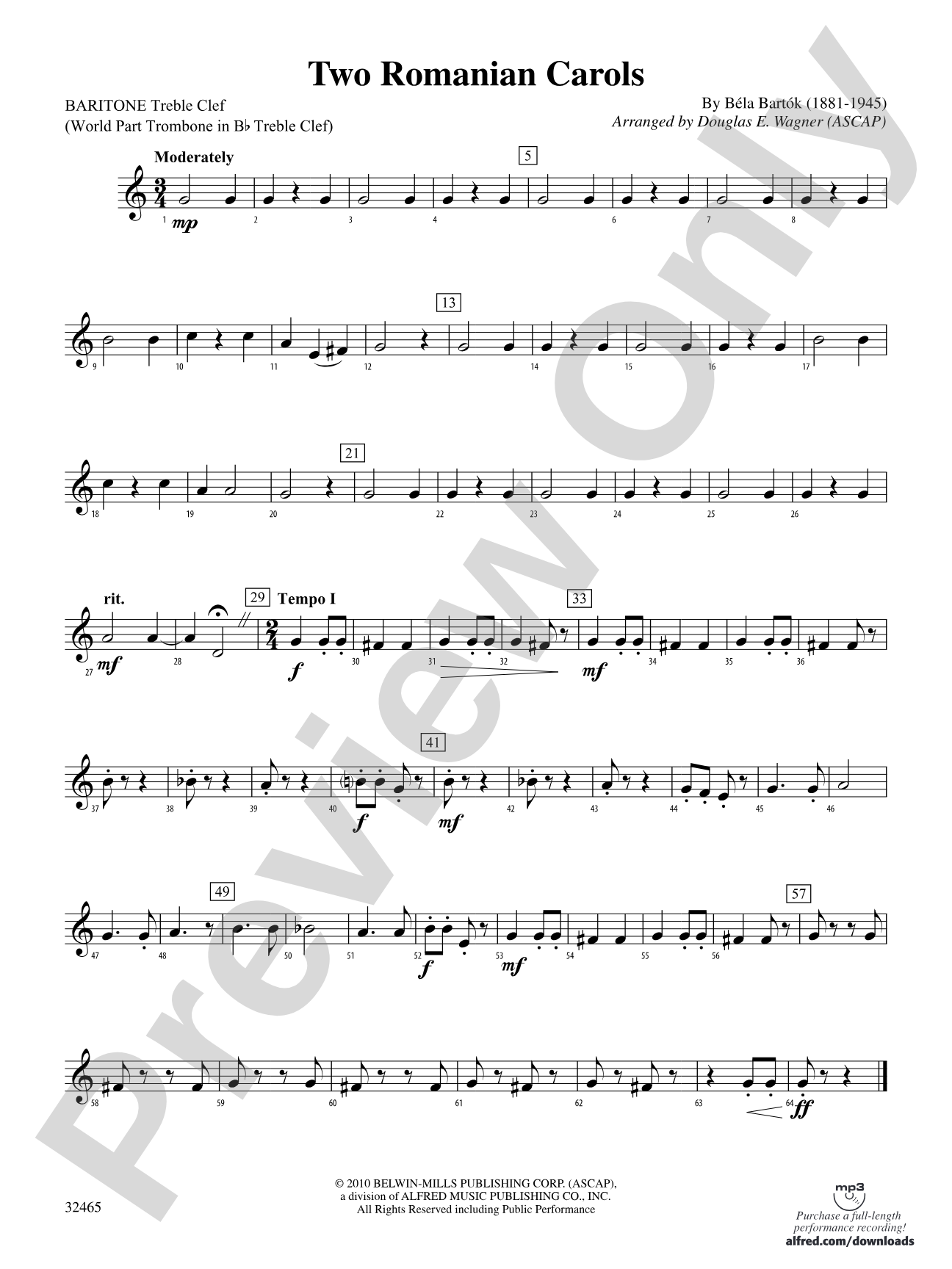 Two Romanian Carols: (wp) Baritone T.C.