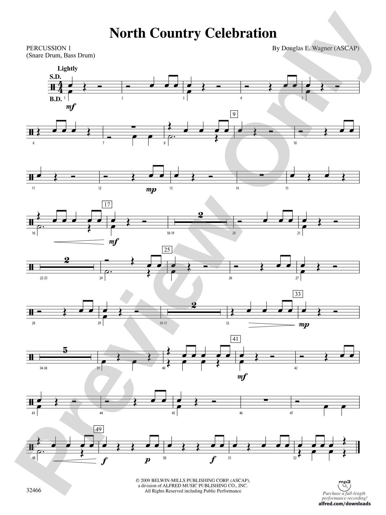 North Country Celebration: 1st Percussion